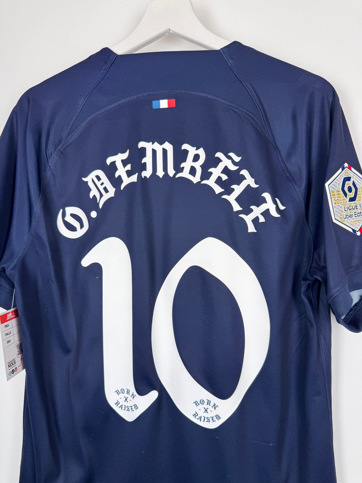 MAILLOT DE FOOTBALL PSG 2023/2024 DOMICILE BORN X RAISED - OUSMANE DEMBÉLÉ #10 (M)