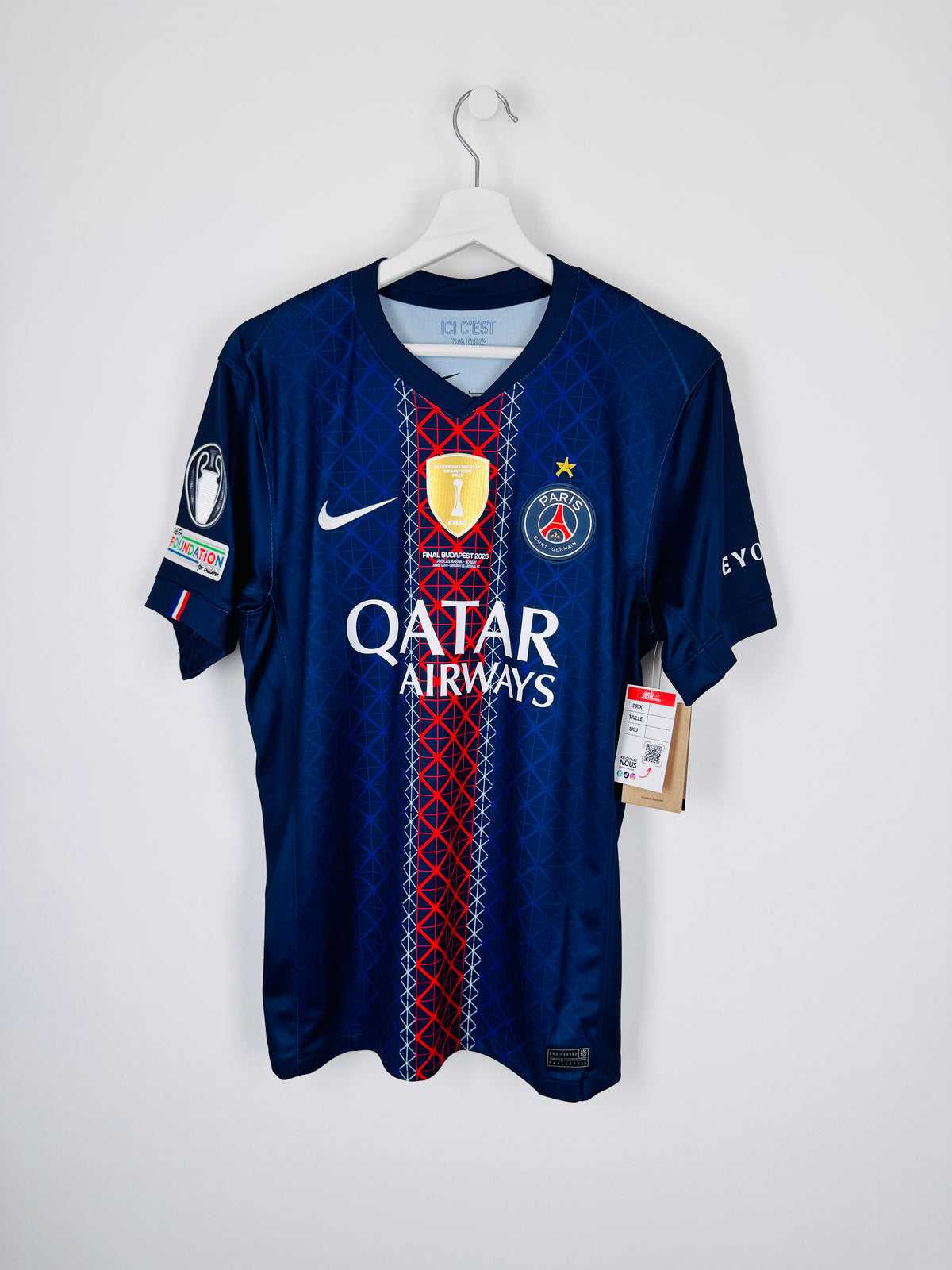 MAILLOT DE FOOTBALL PSG 2025/2026 DOMICILE FINALE BUDAPEST 2026 NEUF AVEC ÉTIQUETTE - OUSMANE DEMBÉLÉ #10 (S)
