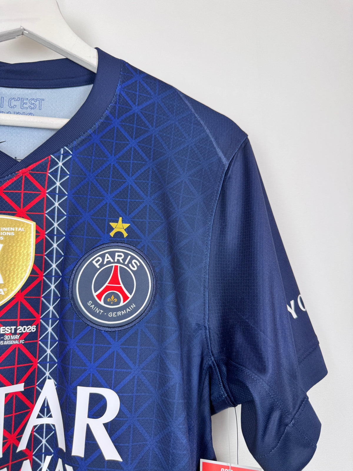 MAILLOT DE FOOTBALL PSG 2025/2026 DOMICILE FINALE BUDAPEST 2026 NEUF AVEC ÉTIQUETTE - OUSMANE DEMBÉLÉ #10 (S)