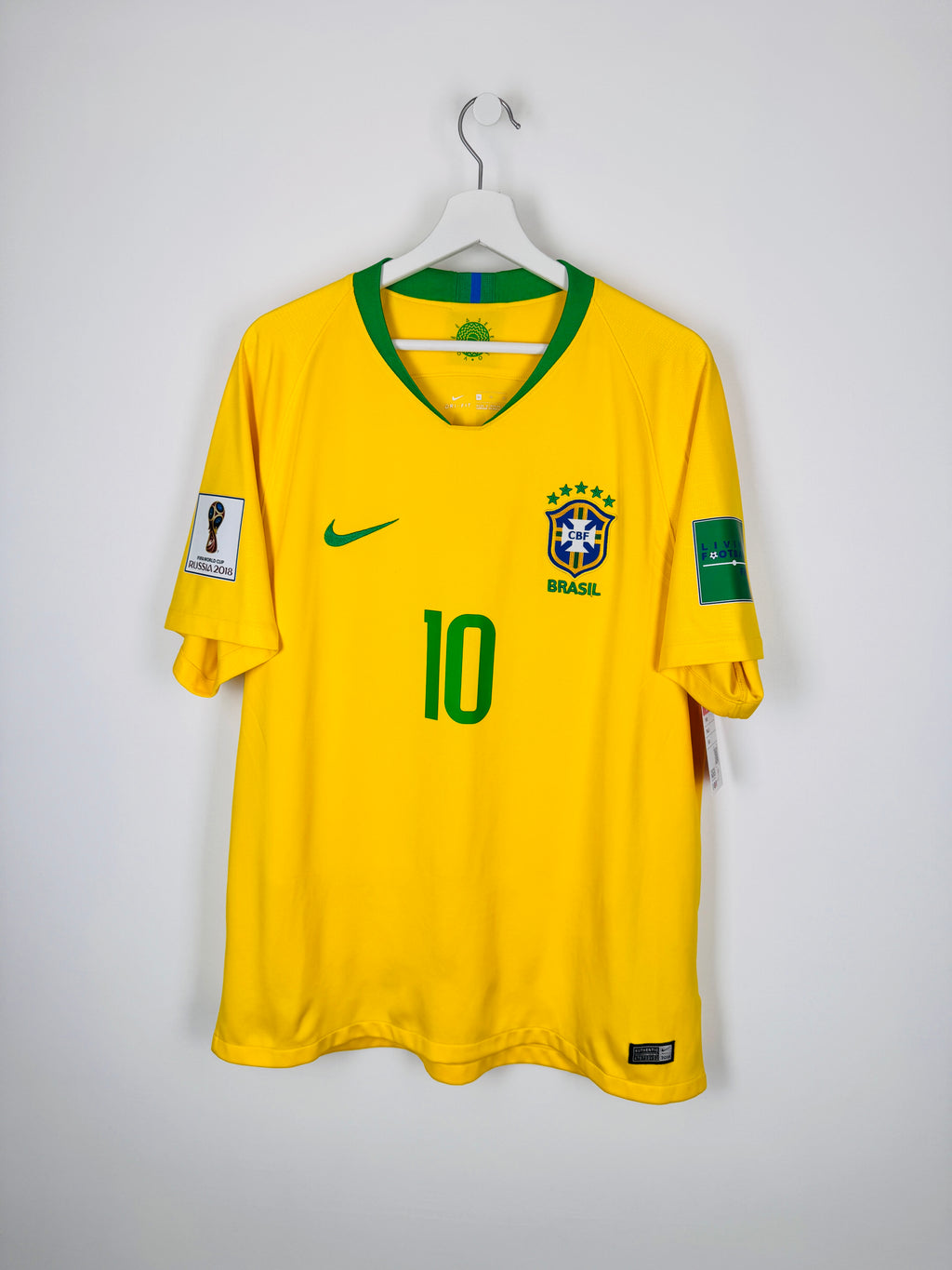 MAILLOT DE FOOTBALL BRÉSIL 2018 DOMICILE - NEYMAR JR #10 (XL)