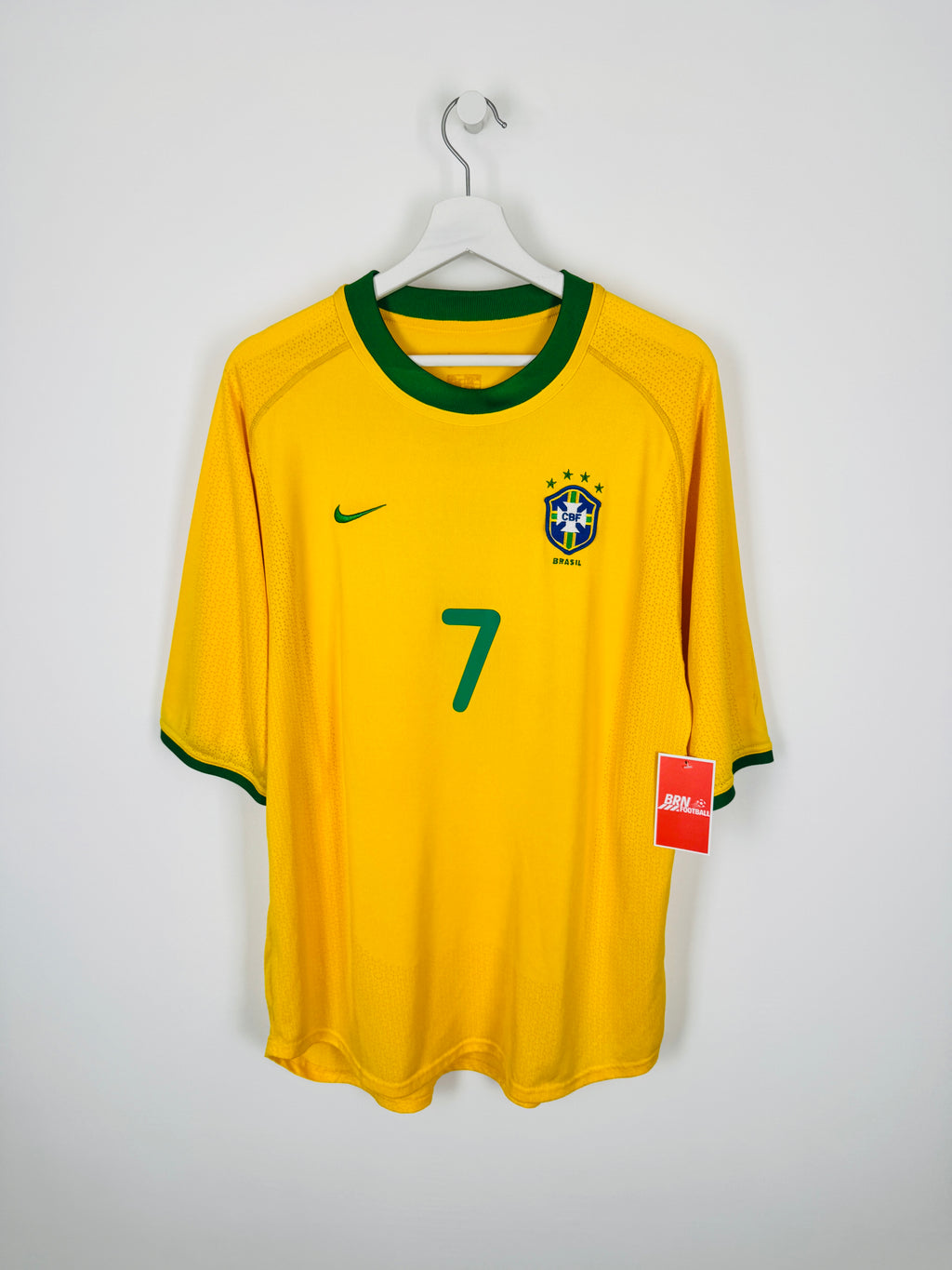 BRAZIL 2000 HOME FOOTBALL SHIRT - RONALDINHO #7 (XL)