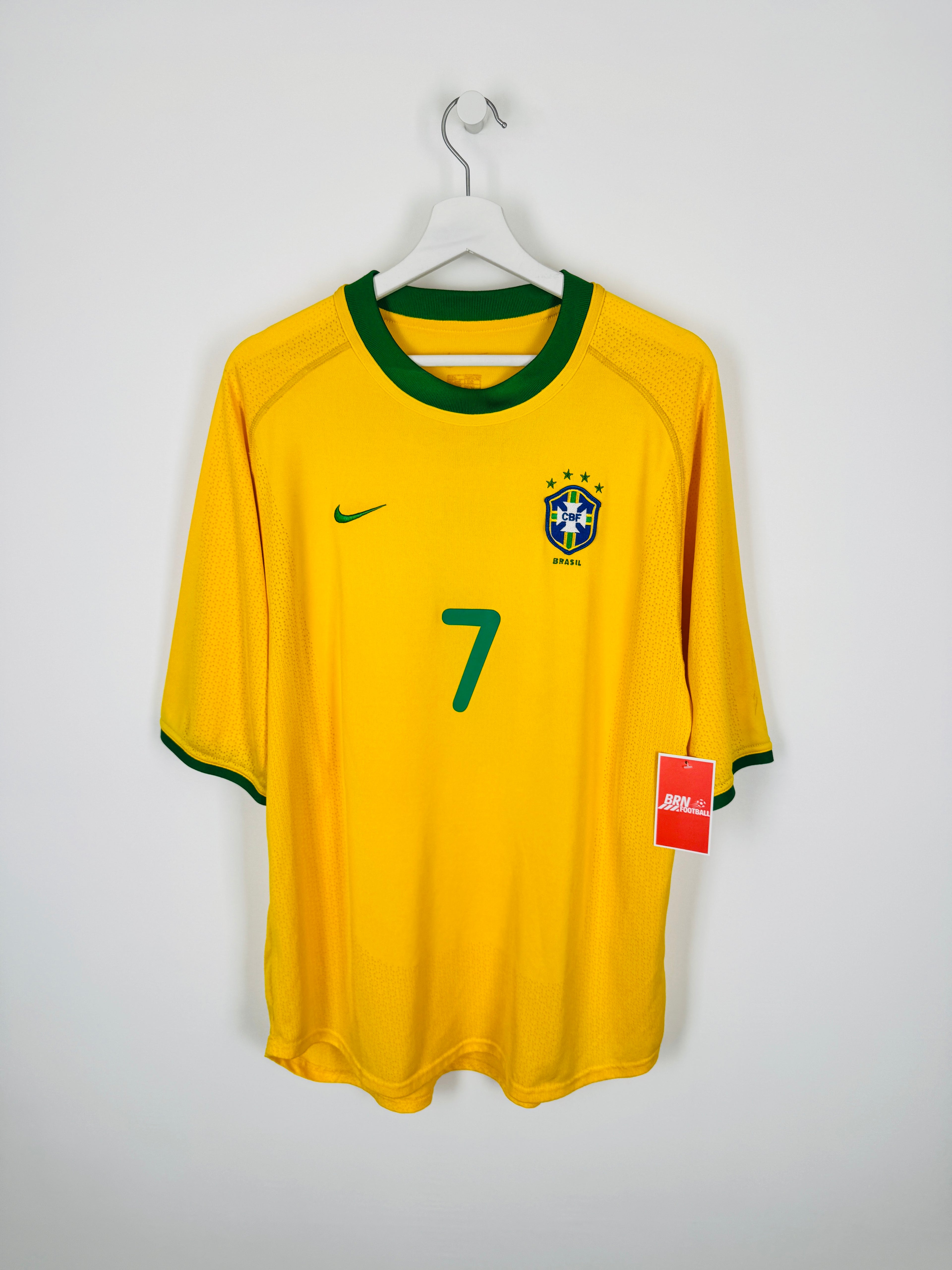 BRAZIL 2000 HOME FOOTBALL SHIRT - RONALDINHO #7 (XL)