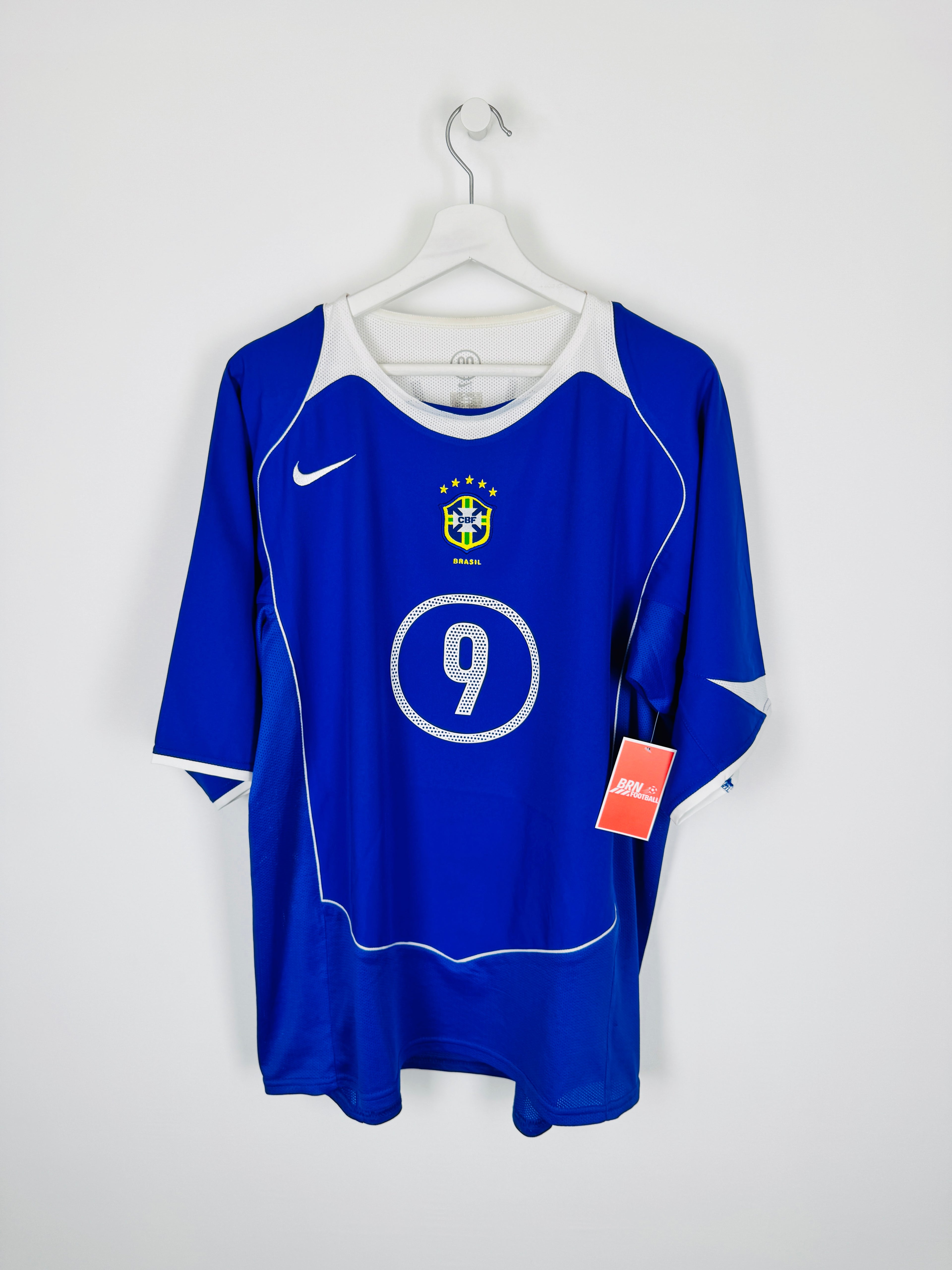 2004 BRAZIL AWAY FOOTBALL SHIRT - RONALDO #9 (XL)