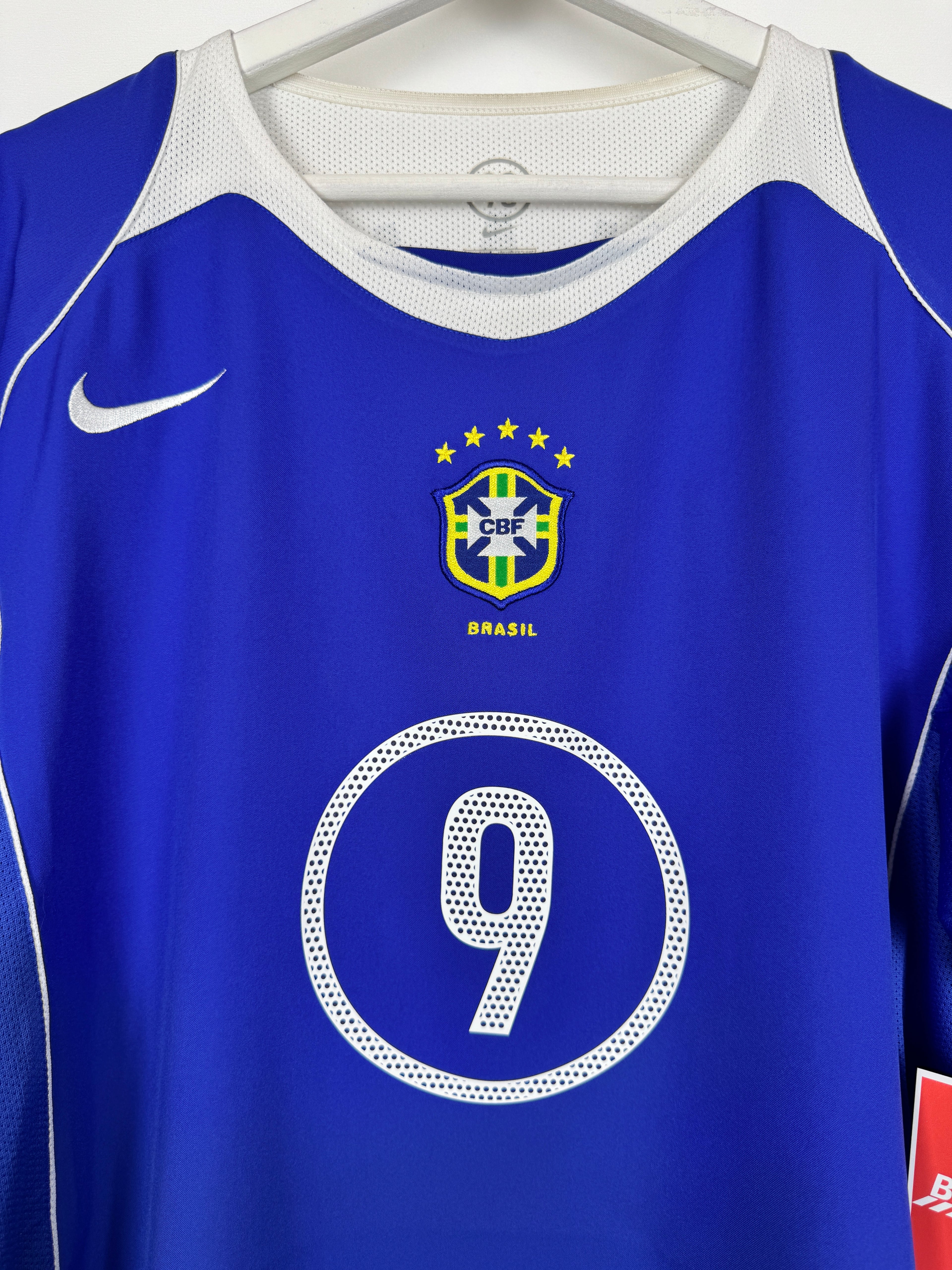 2004 BRAZIL AWAY FOOTBALL SHIRT - RONALDO #9 (XL)
