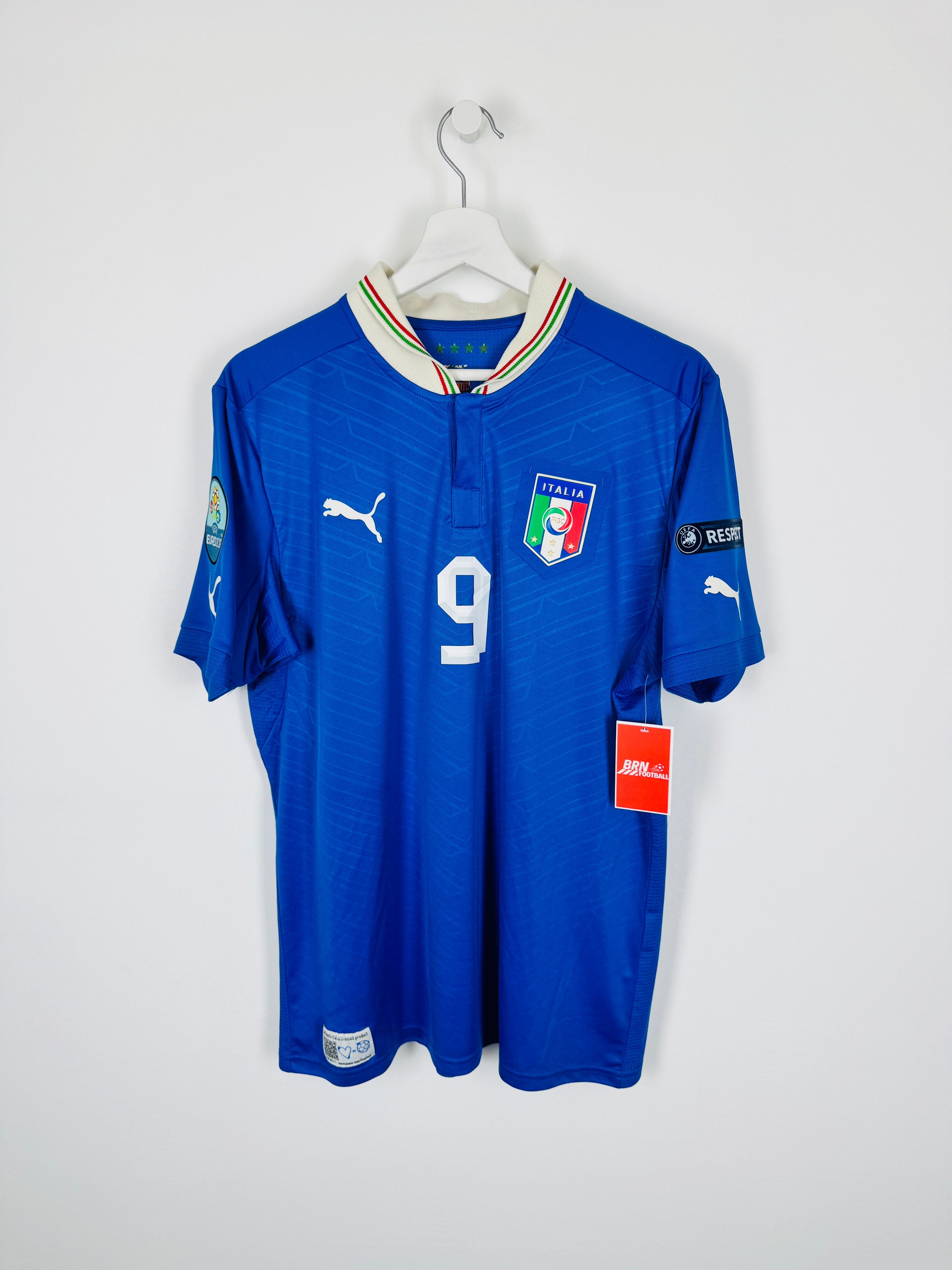 ITALY 2012 HOME FOOTBALL JERSEY - BALOTELLI #9 (L)