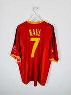 SPAIN 2002 HOME FOOTBALL SHIRT - RAUL #7 (XXL)