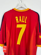 SPAIN 2002 HOME FOOTBALL SHIRT - RAUL #7 (XXL)