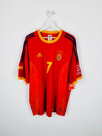 SPAIN 2002 HOME FOOTBALL SHIRT - RAUL #7 (XXL)