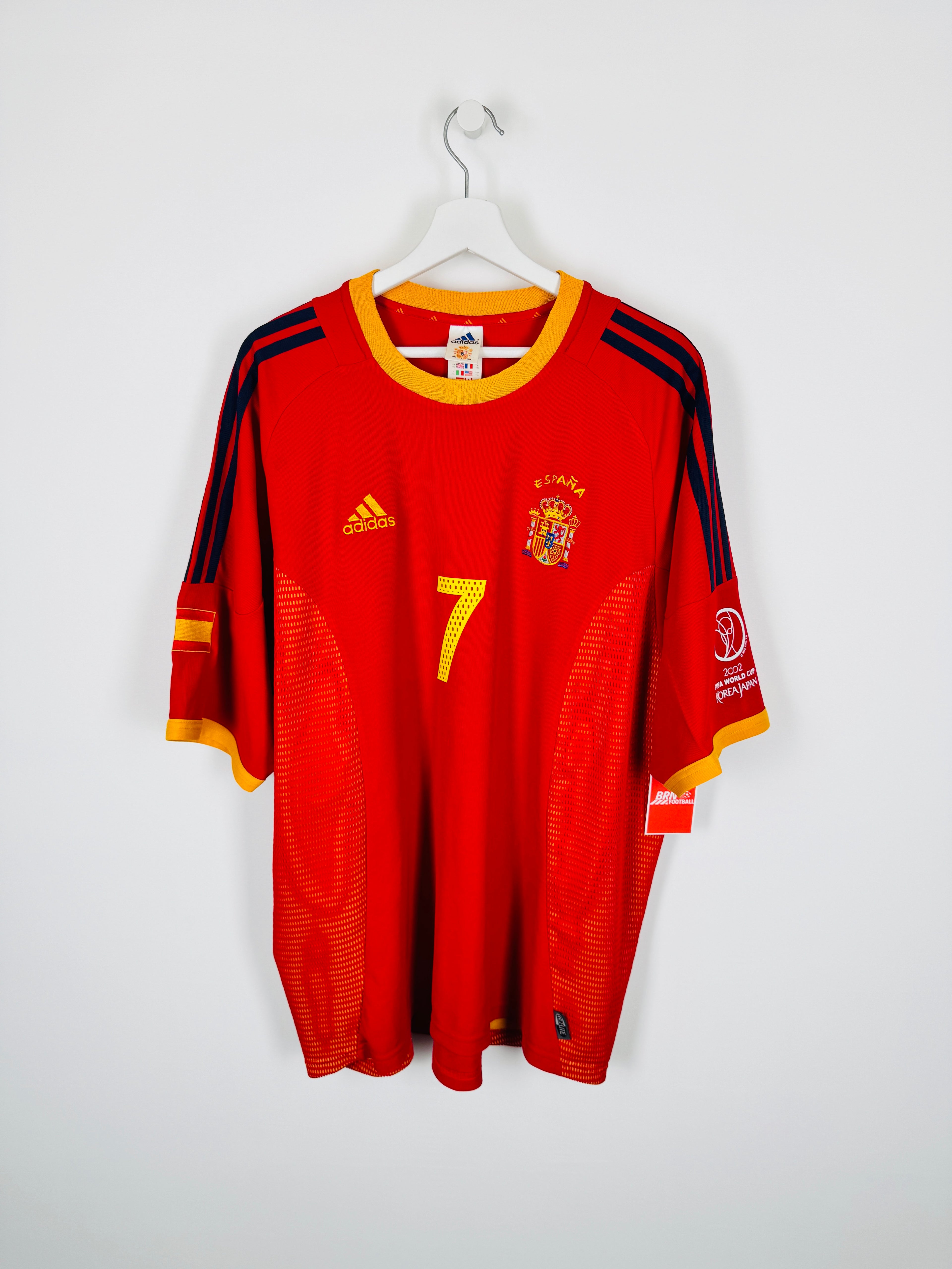 SPAIN 2002 HOME FOOTBALL SHIRT - RAUL #7 (XXL)