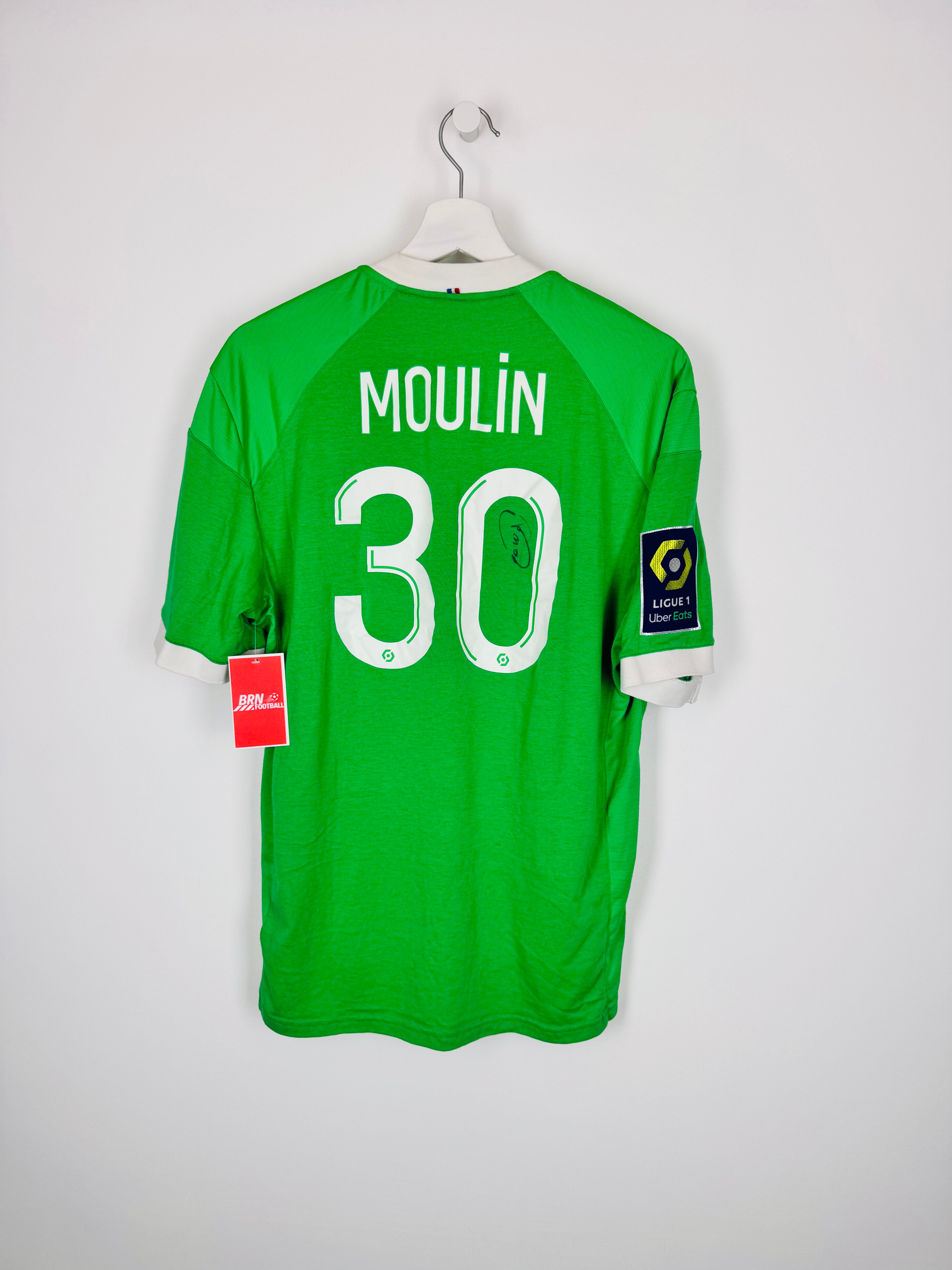 MAILLOT DE FOOTBALL SAINT-ÉTIENNE 2020/2021 DOMICILE SIGNÉ / DÉDICACÉ - MOULIN #30 (L)