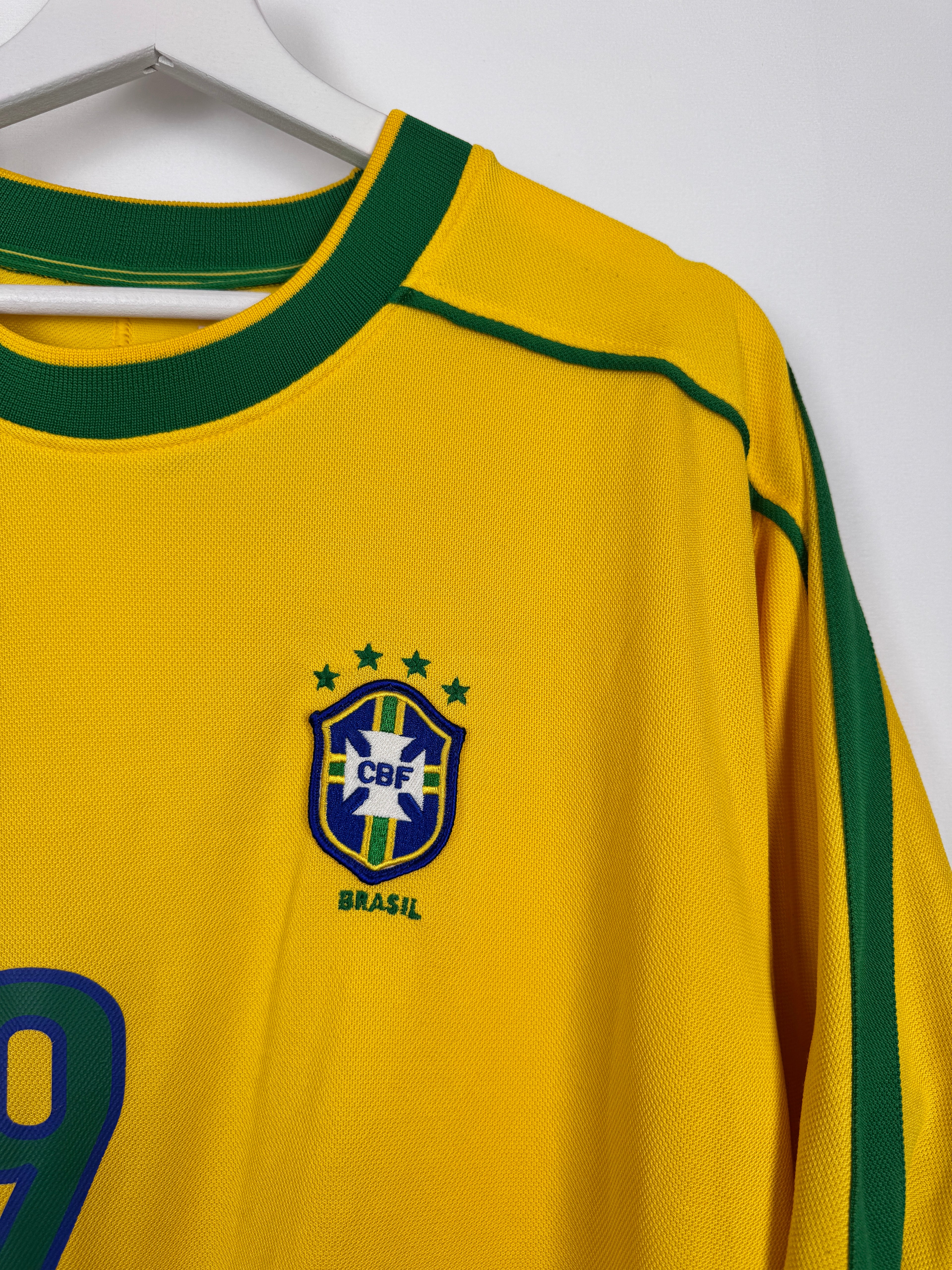 MAILLOT DE FOOTBALL BRÉSIL 1998 DOMICILE - RONALDO NAZARIO #9 (L)