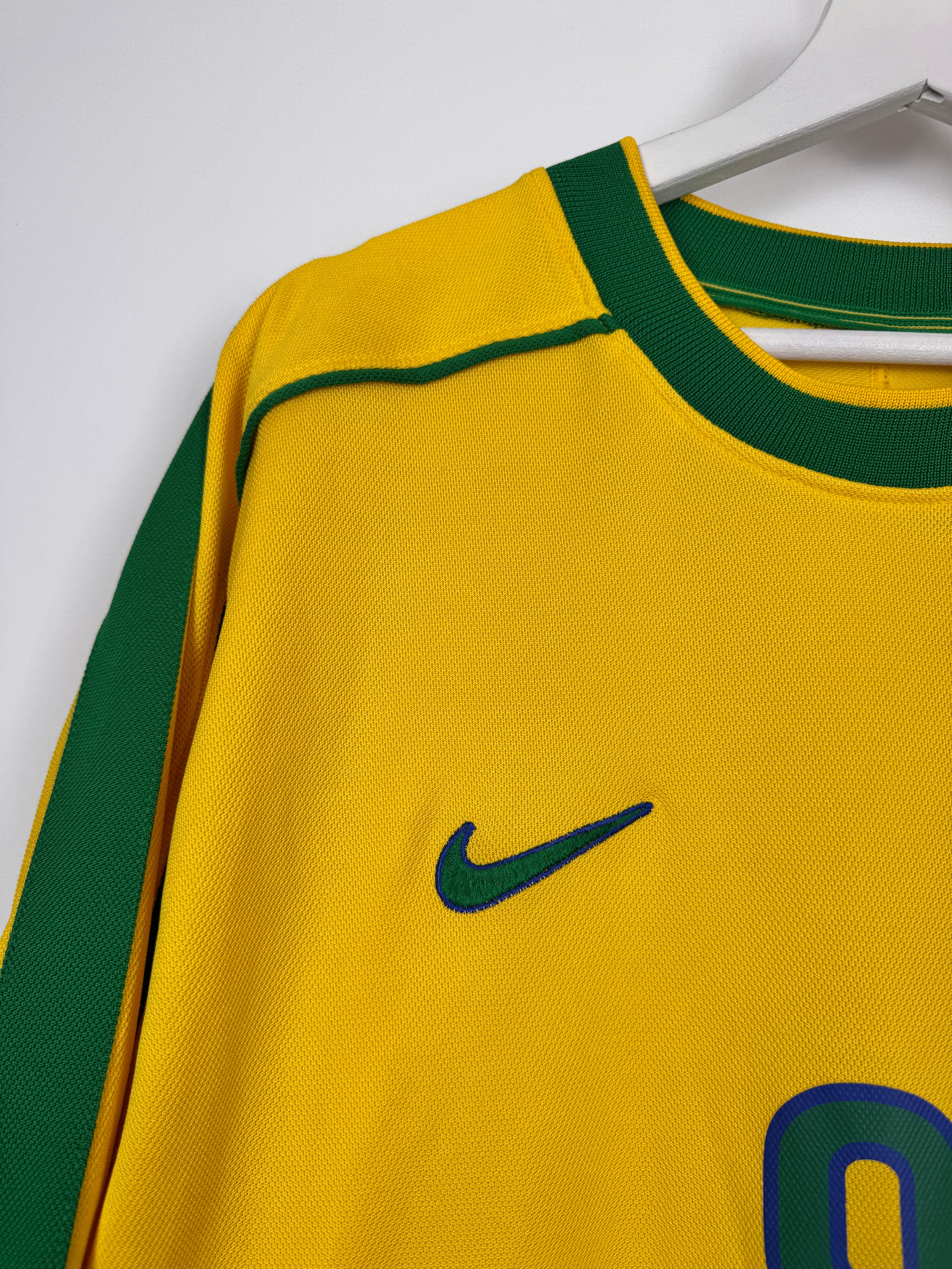 MAILLOT DE FOOTBALL BRÉSIL 1998 DOMICILE - RONALDO NAZARIO #9 (L)