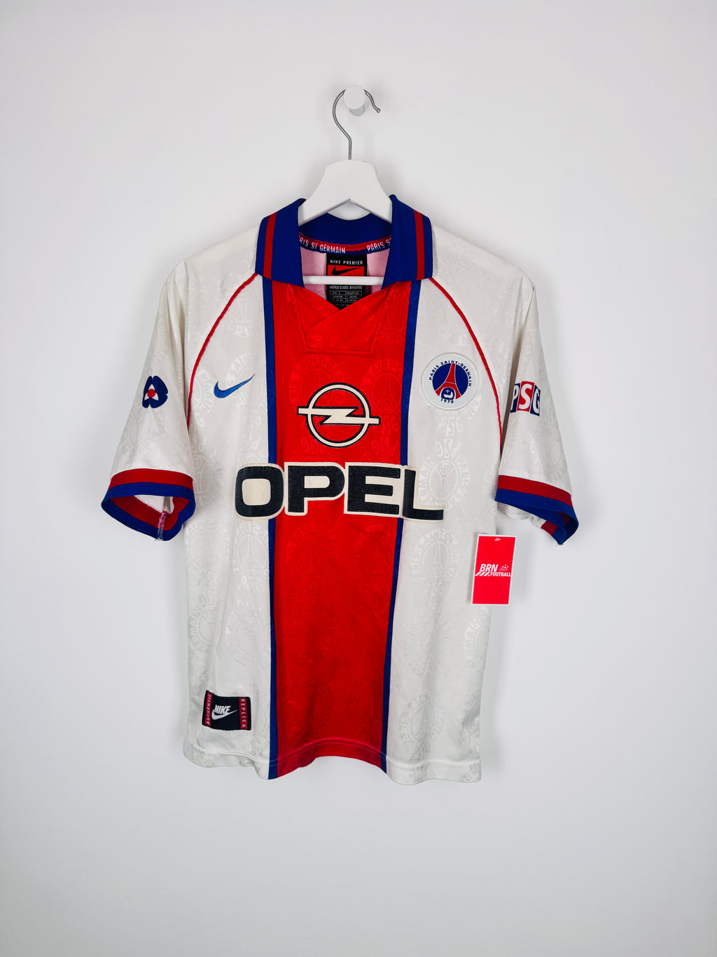 MAILLOT DE FOOTBALL PSG 1996/1997 EXTÉRIEUR OPEL VINTAGE (S)