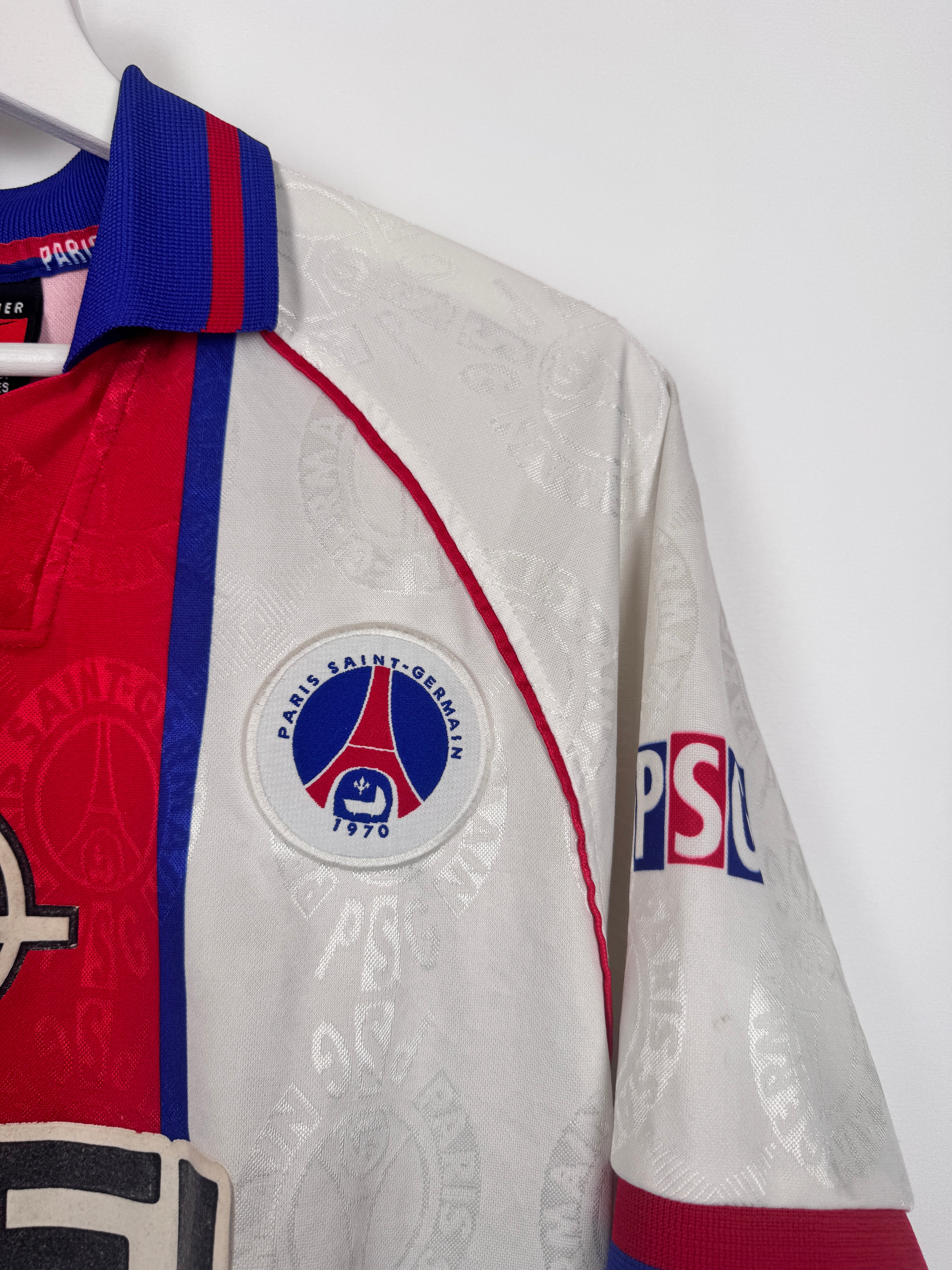 MAILLOT DE FOOTBALL PSG 1996/1997 EXTÉRIEUR OPEL VINTAGE (S)