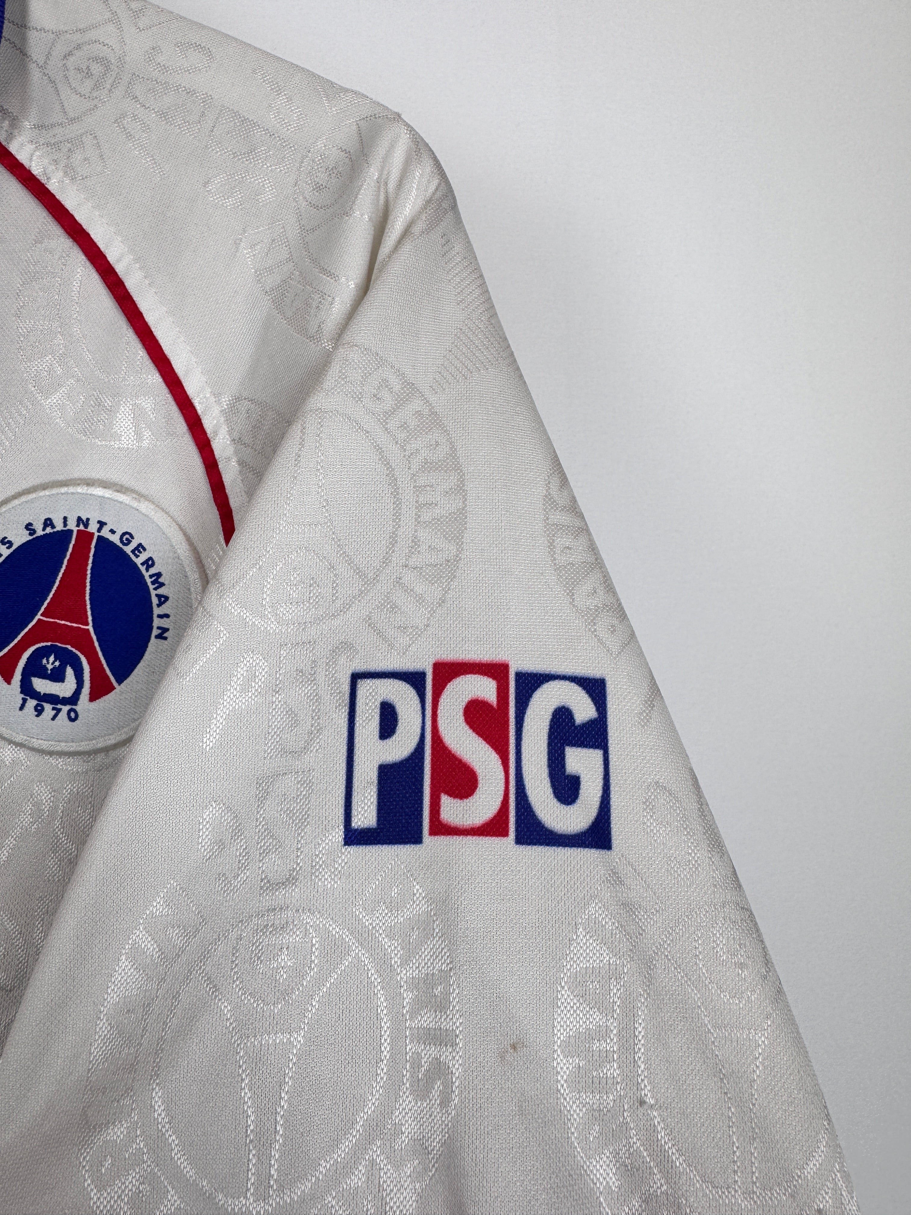 MAILLOT DE FOOTBALL PSG 1996/1997 EXTÉRIEUR OPEL VINTAGE (S)