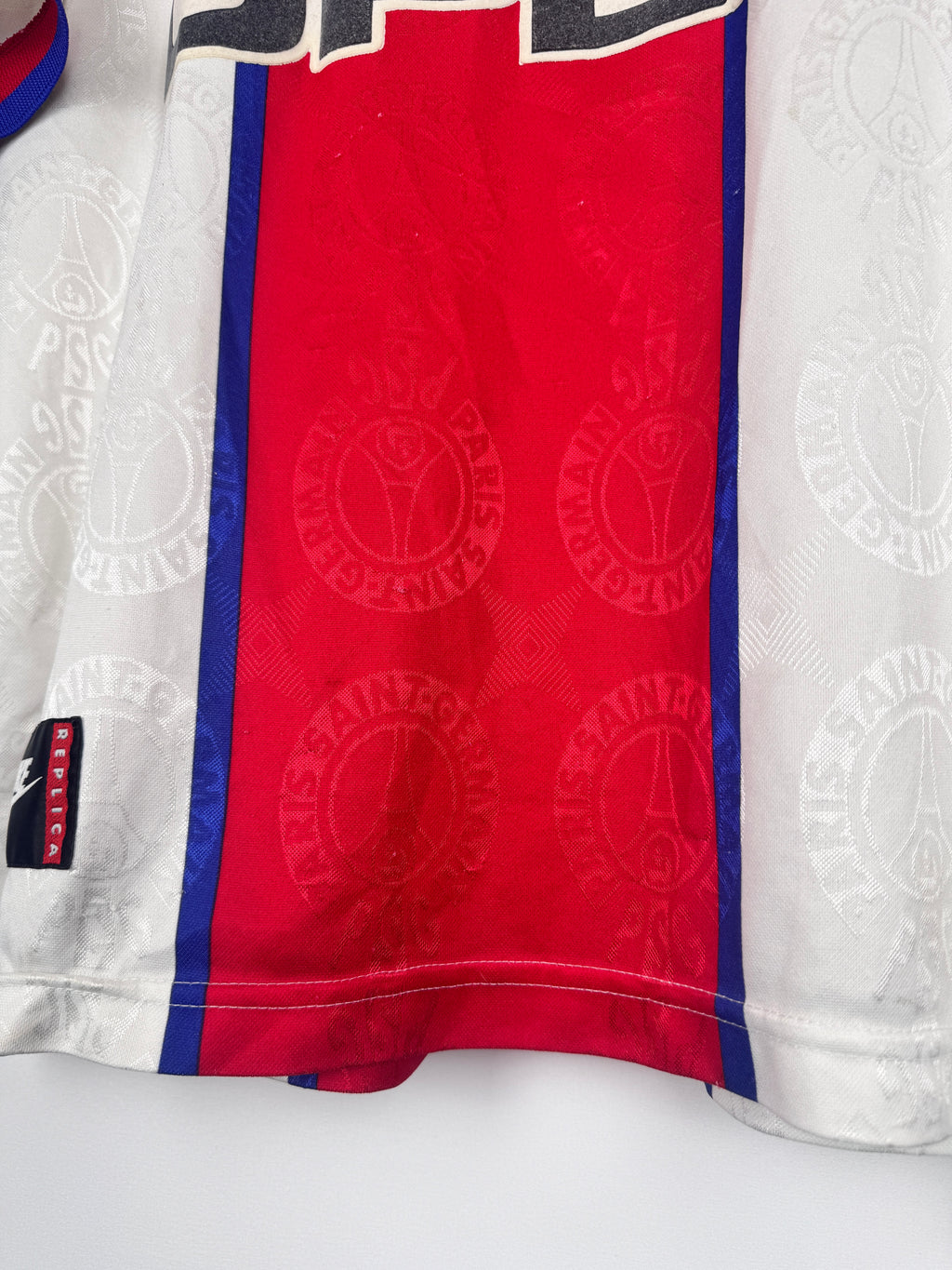MAILLOT DE FOOTBALL PSG 1996/1997 EXTÉRIEUR OPEL VINTAGE (S)