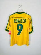 BRAZIL 1998 HOME FOOTBALL JERSEY - RONALDO #9 (S)
