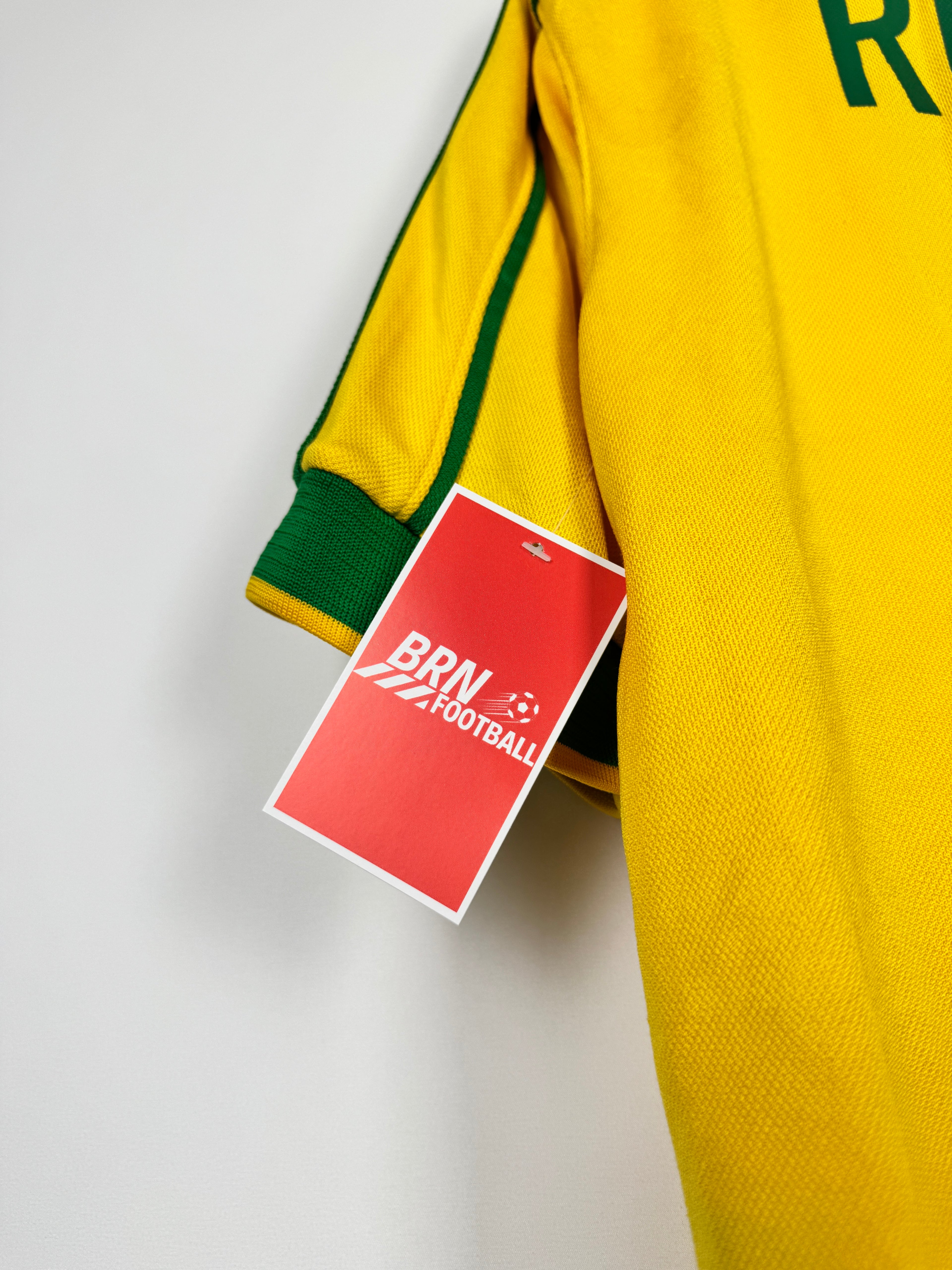 BRAZIL 1998 HOME FOOTBALL JERSEY - RONALDO #9 (S)