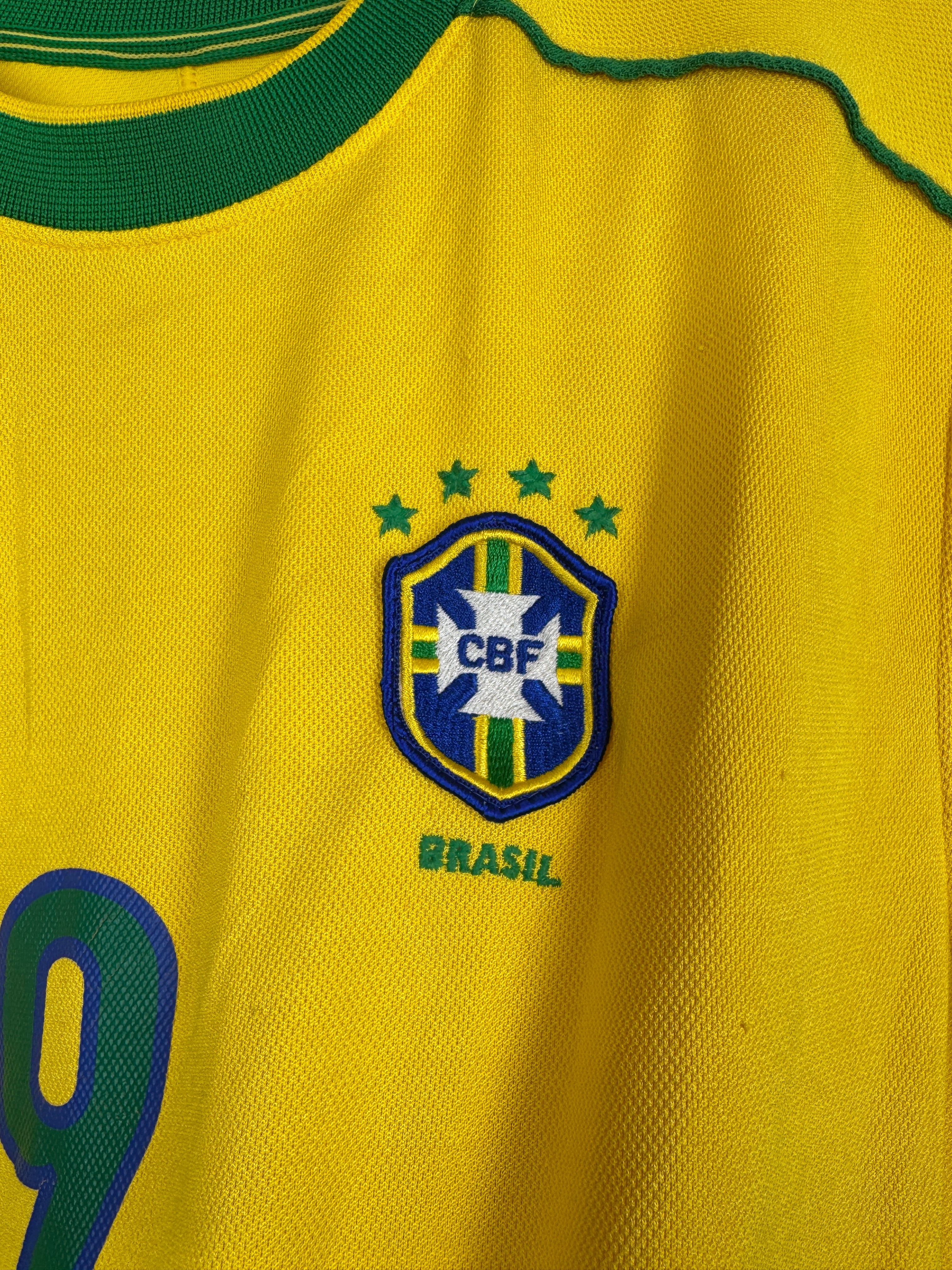 BRAZIL 1998 HOME FOOTBALL JERSEY - RONALDO #9 (S)