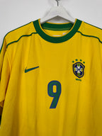 BRAZIL 1998 HOME FOOTBALL JERSEY - RONALDO #9 (S)