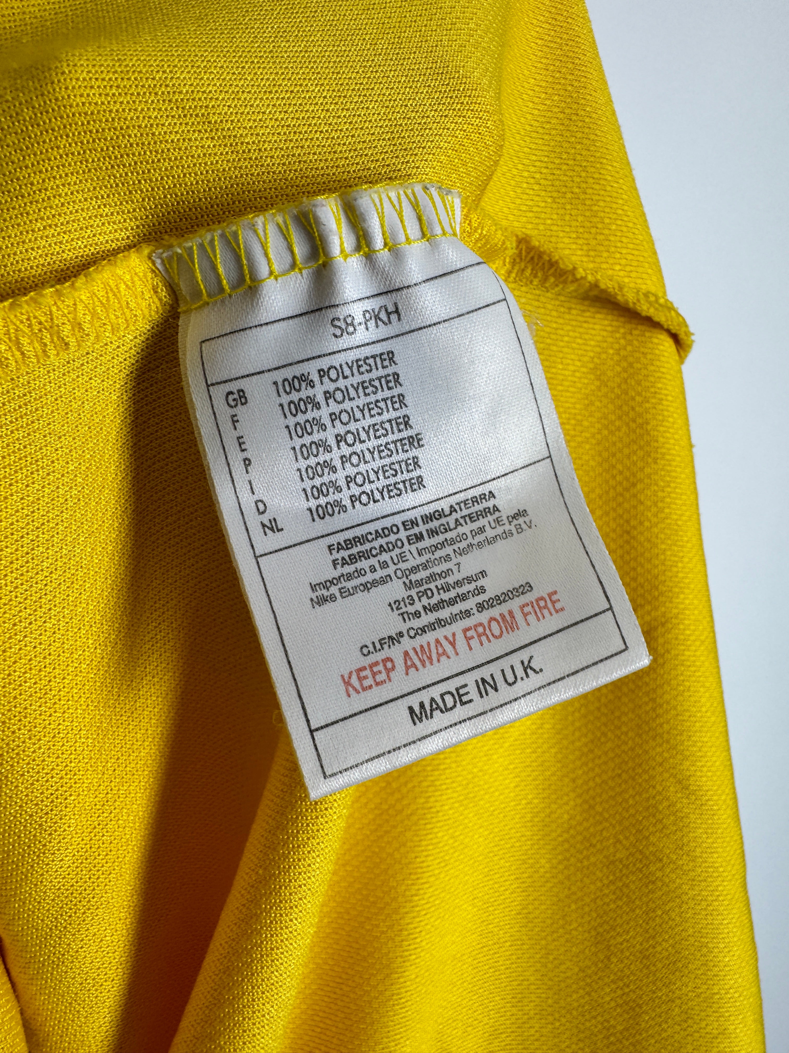 BRAZIL 1998 HOME FOOTBALL JERSEY - RONALDO #9 (S)