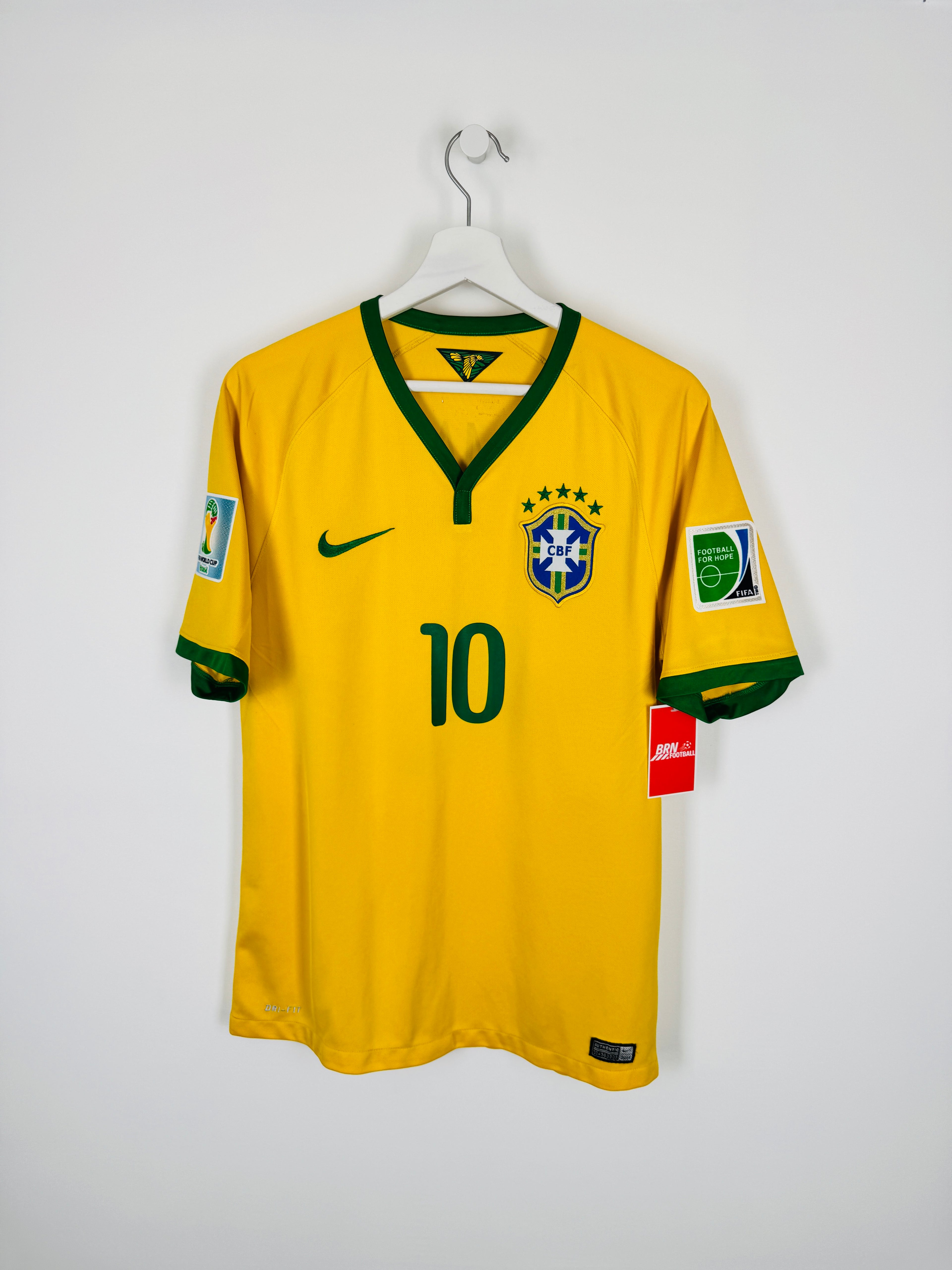 BRAZIL 2014 HOME FOOTBALL SHIRT - NEYMAR JR #10 (M)