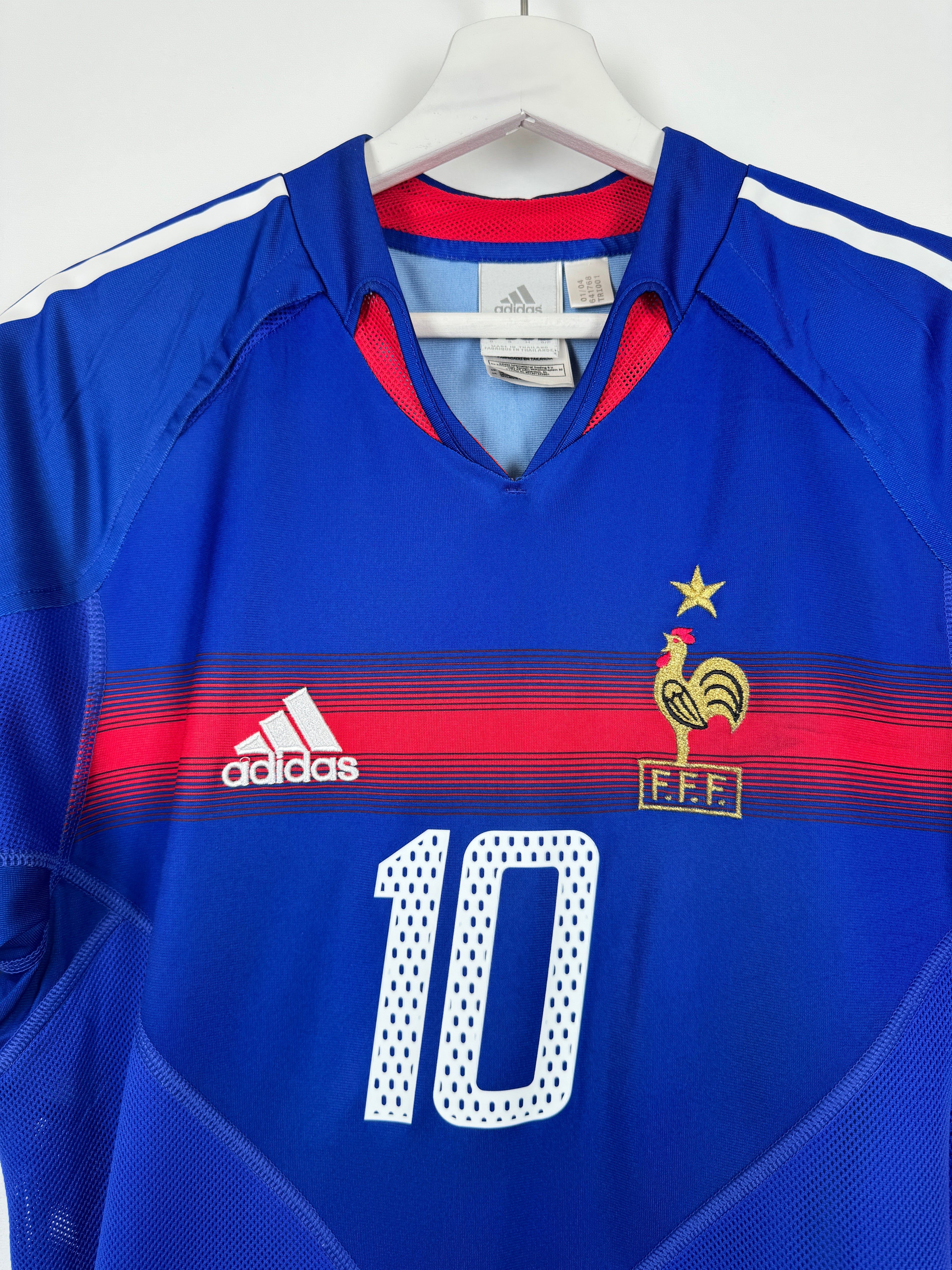 FRANCE NATIONAL FOOTBALL TEAM HOME JERSEY 2004 - ZIDANE #10 (S)