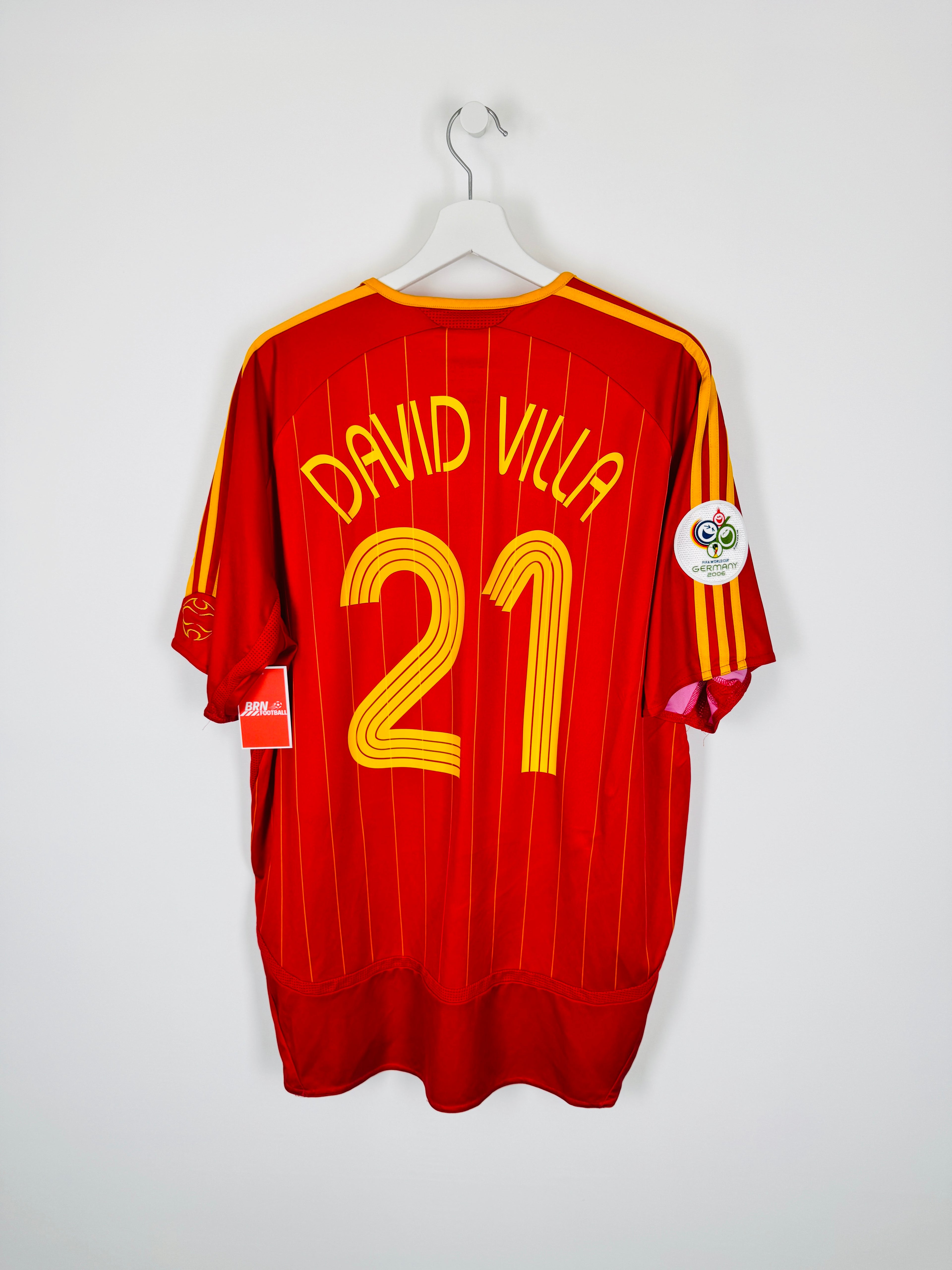 2006 SPAIN HOME FOOTBALL SHIRT - DAVID VILLA #21 (XL)