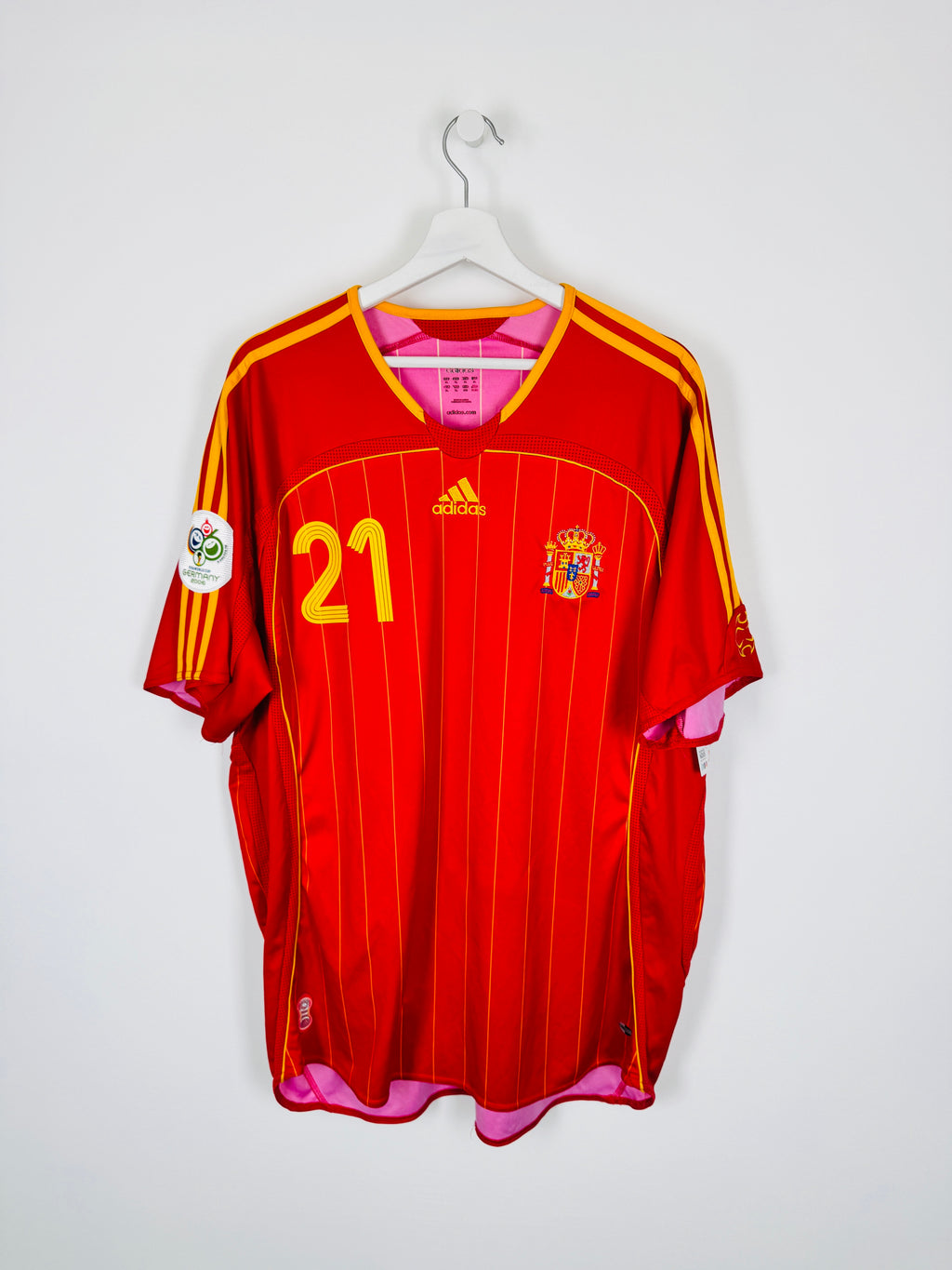 2006 SPAIN HOME FOOTBALL SHIRT - DAVID VILLA #21 (XL)