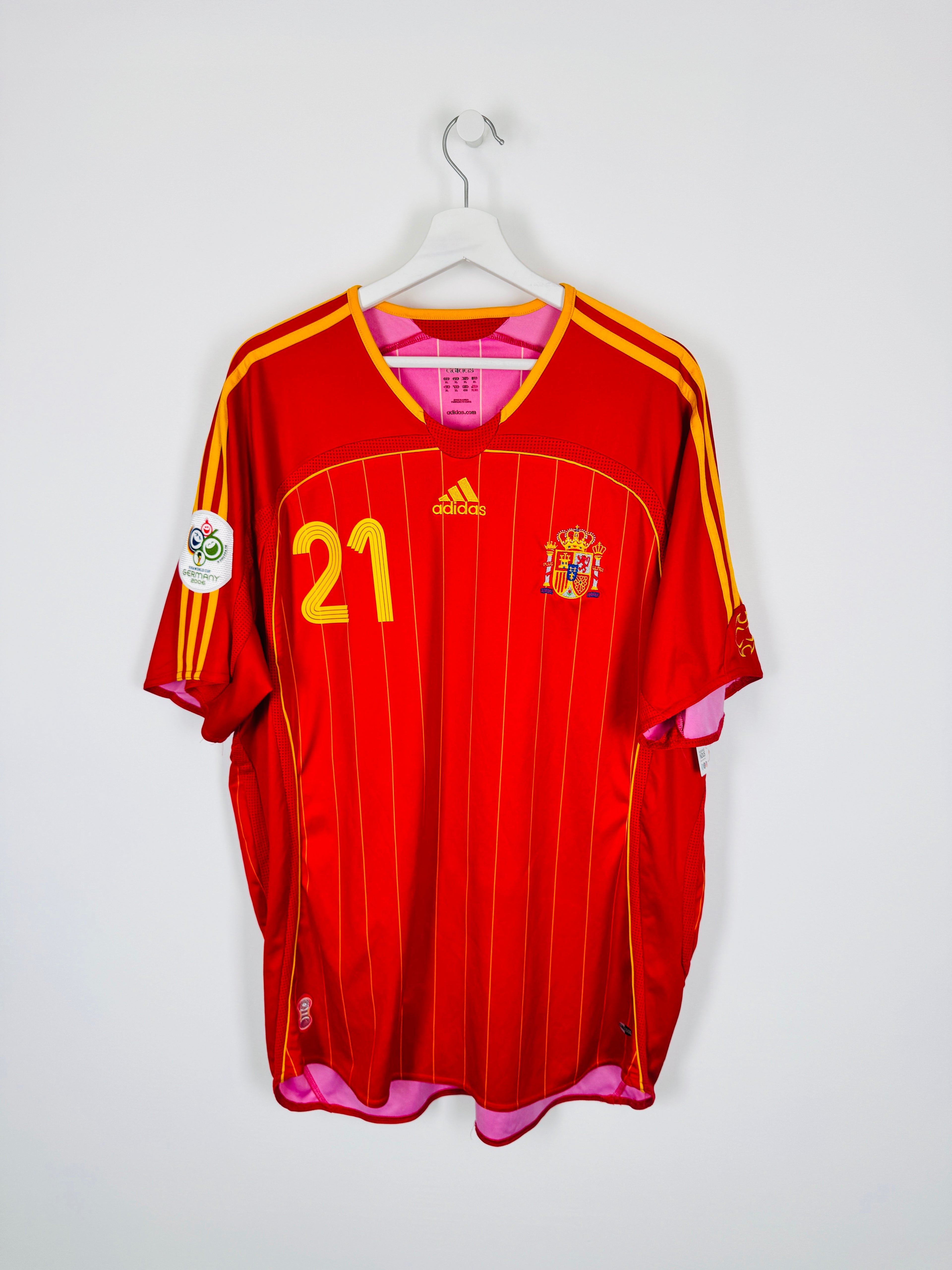 2006 SPAIN HOME FOOTBALL SHIRT - DAVID VILLA #21 (XL)