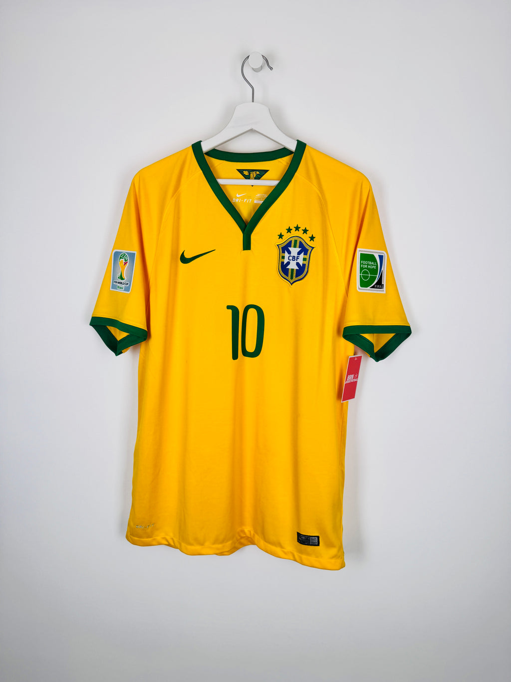 MAILLOT DE FOOTBALL BRÉSIL 2014 DOMICILE - NEYMAR JR #10 (L)