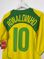 MAILLOT DE FOOTBALL BRÉSIL 2004 DOMICILE - RONALDINHO #10 (L)