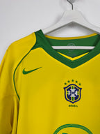 MAILLOT DE FOOTBALL BRÉSIL 2004 DOMICILE - RONALDINHO #10 (L)