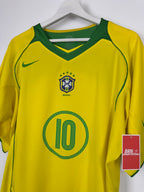 MAILLOT DE FOOTBALL BRÉSIL 2004 DOMICILE - RONALDINHO #10 (L)