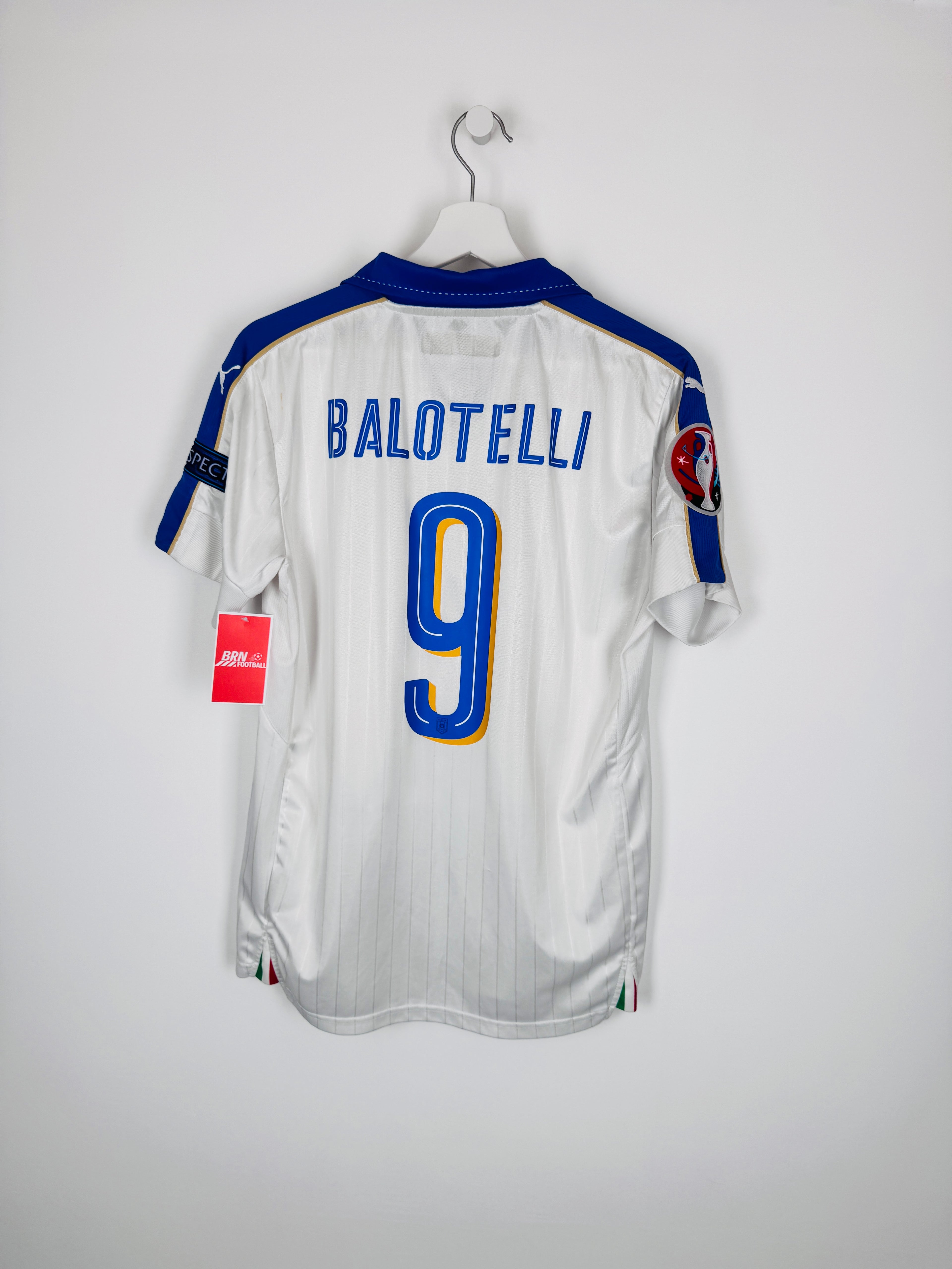 MAILLOT DE FOOTBALL ITALIE 2016 EXTÉRIEUR - MARIO BALOTELLI #9 (M)
