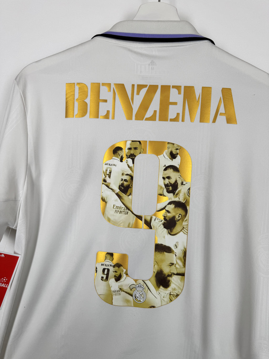 REAL MADRID 2022/2023 HOME FOOTBALL JERSEY - BENZEMA #9 BALLON D'OR (M)