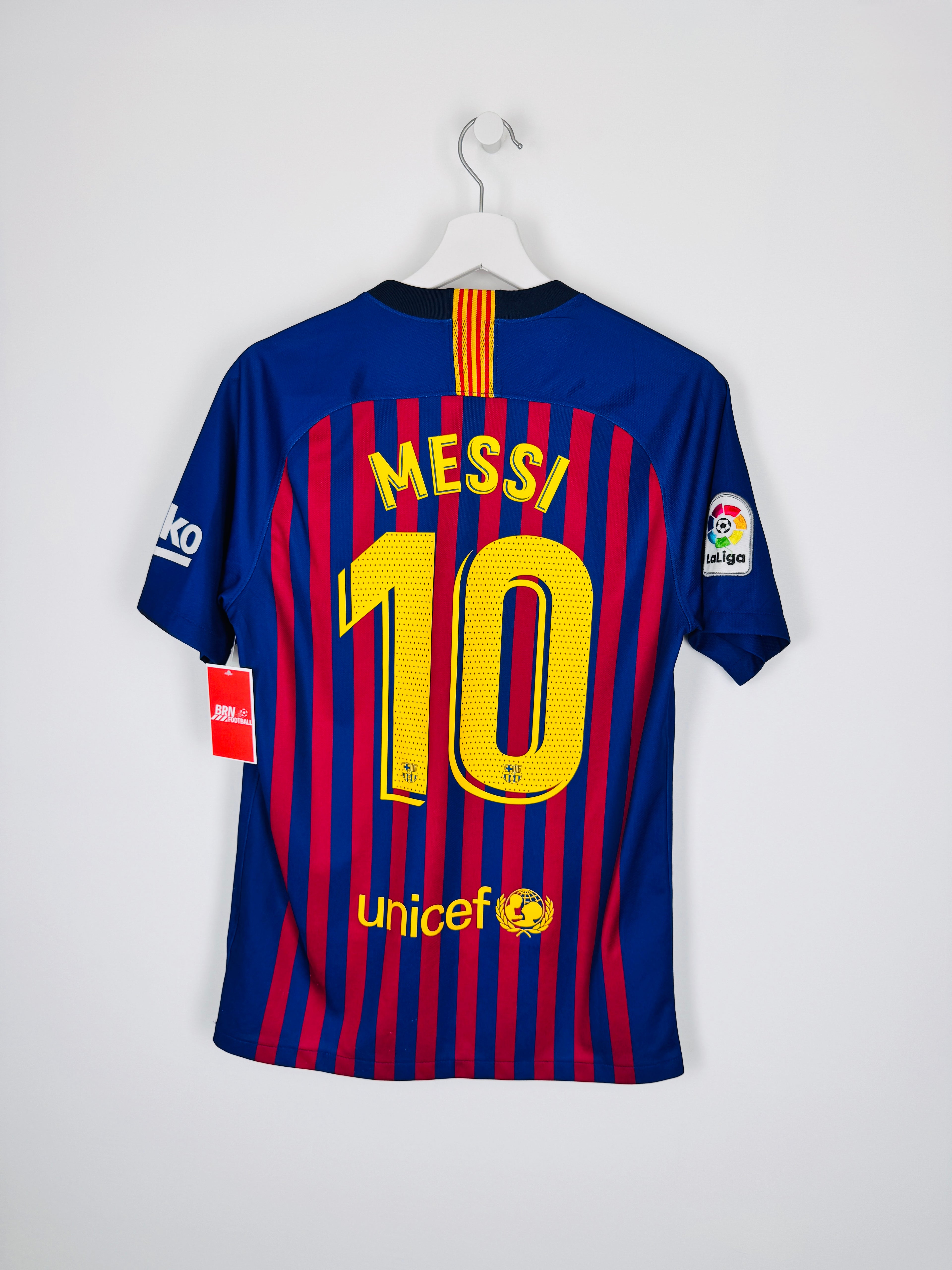 MAILLOT DE FOOTBALL BARCELONE 2018/2019 DOMICILE - LEO MESSI #10 (S)