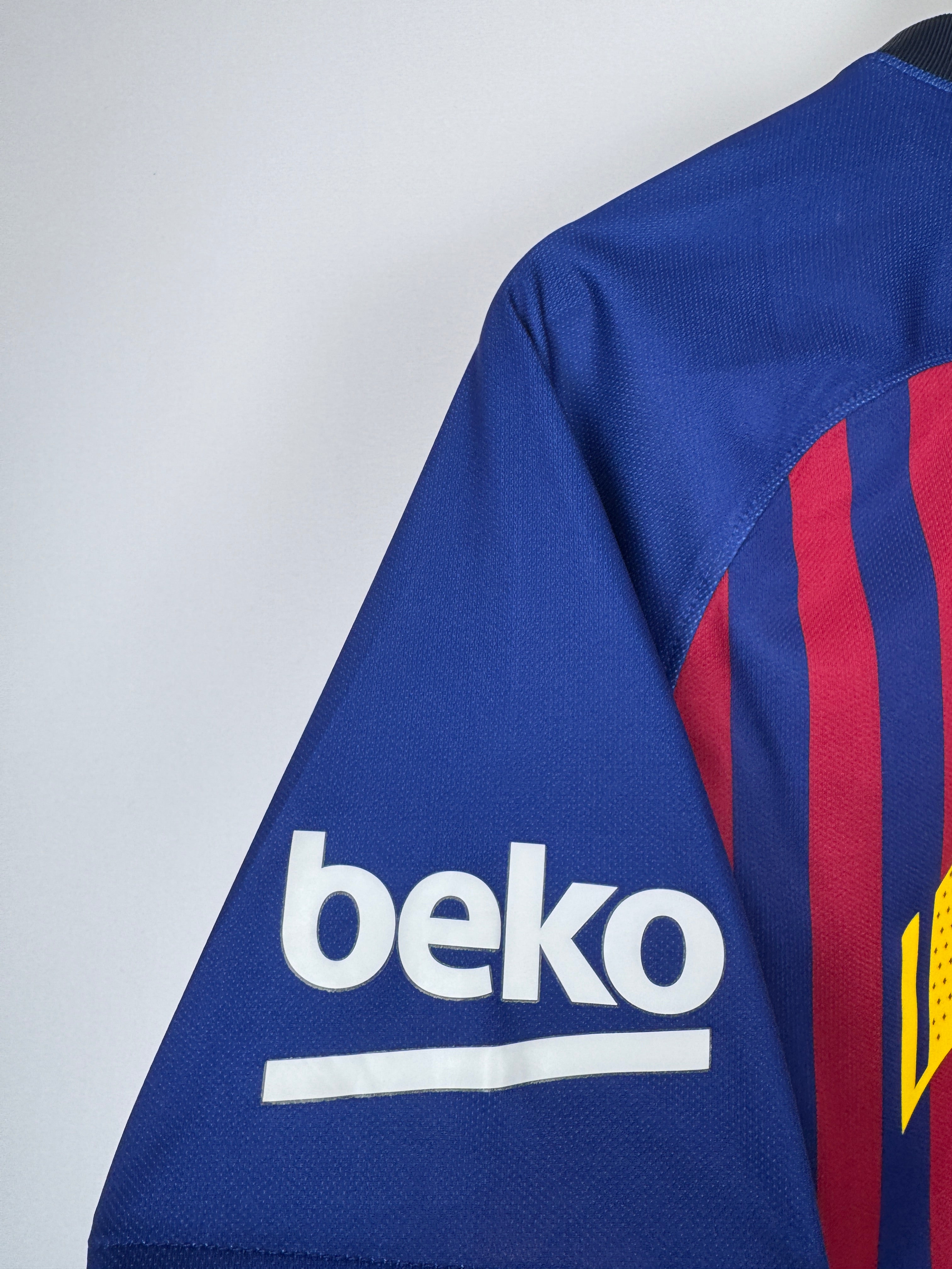 MAILLOT DE FOOTBALL BARCELONE 2018/2019 DOMICILE - LEO MESSI #10 (S)