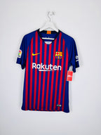 MAILLOT DE FOOTBALL BARCELONE 2018/2019 DOMICILE - LEO MESSI #10 (S)
