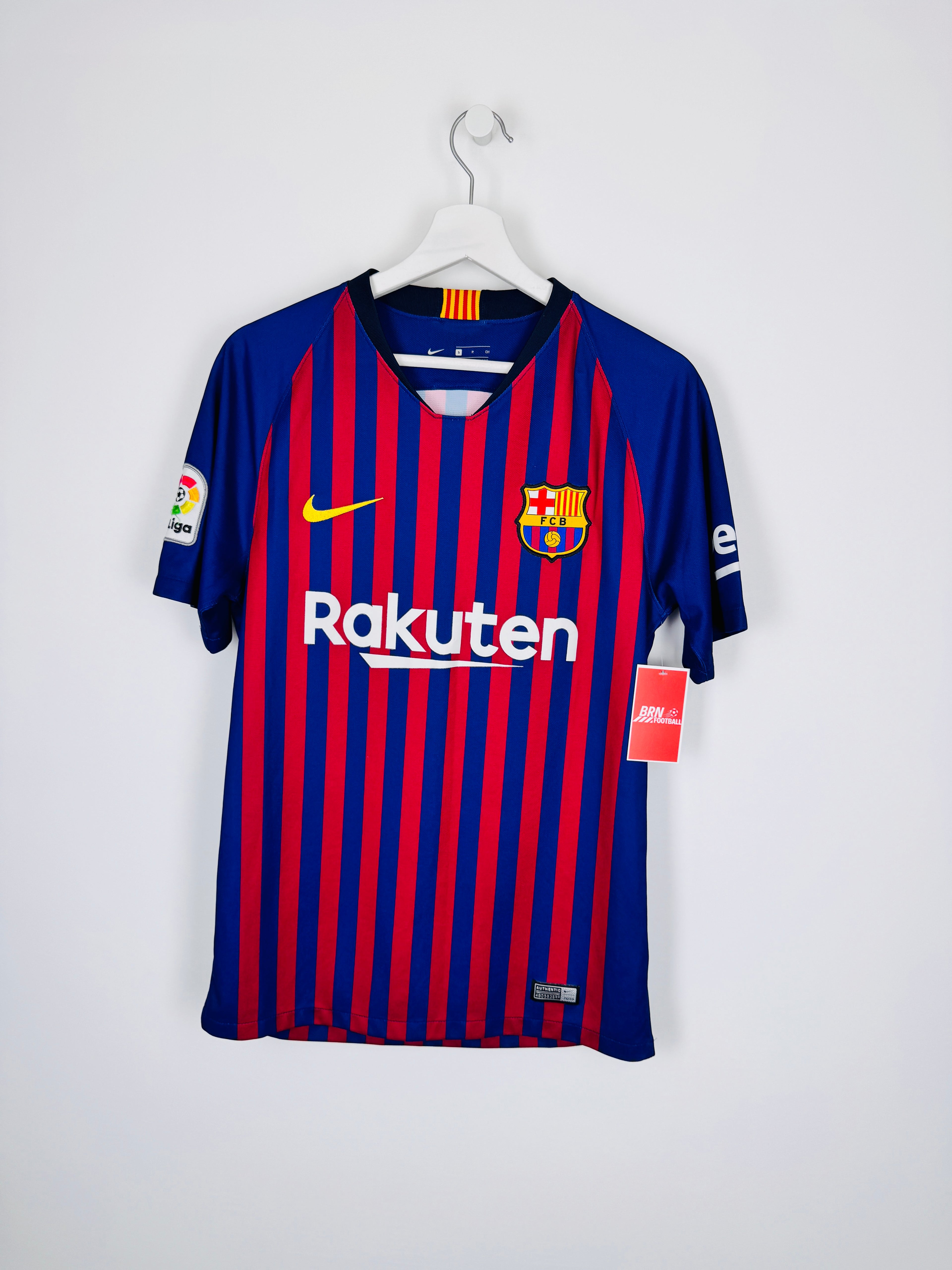 MAILLOT DE FOOTBALL BARCELONE 2018/2019 DOMICILE - LEO MESSI #10 (S)