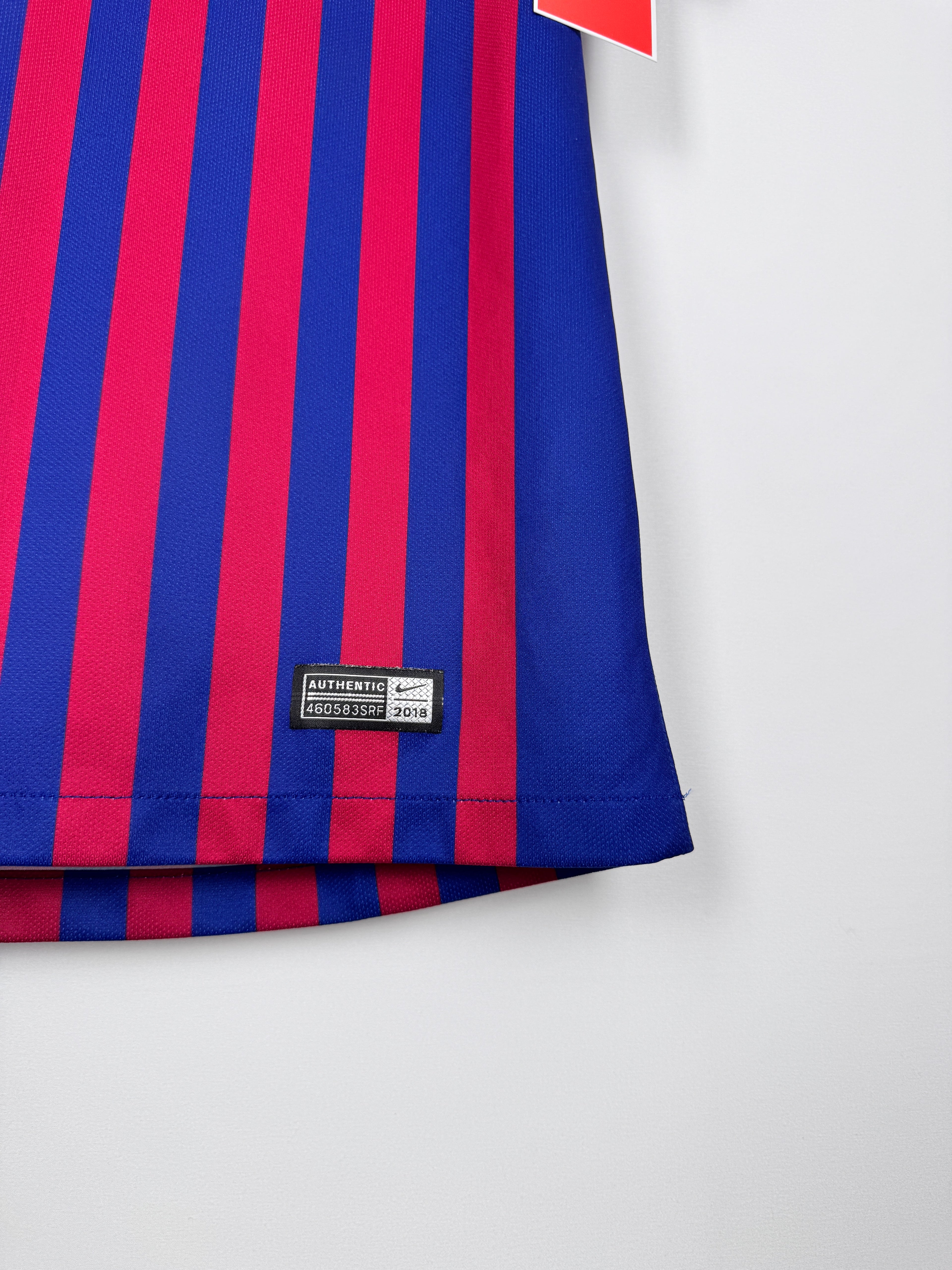 MAILLOT DE FOOTBALL BARCELONE 2018/2019 DOMICILE - LEO MESSI #10 (S)