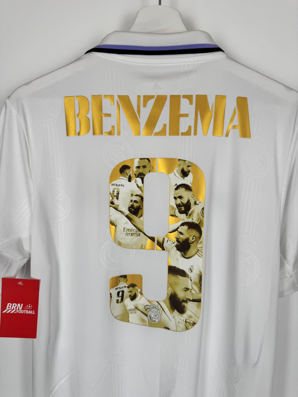 REAL MADRID 2022/2023 HOME FOOTBALL JERSEY - BENZEMA #9 BALLON D'OR (S)
