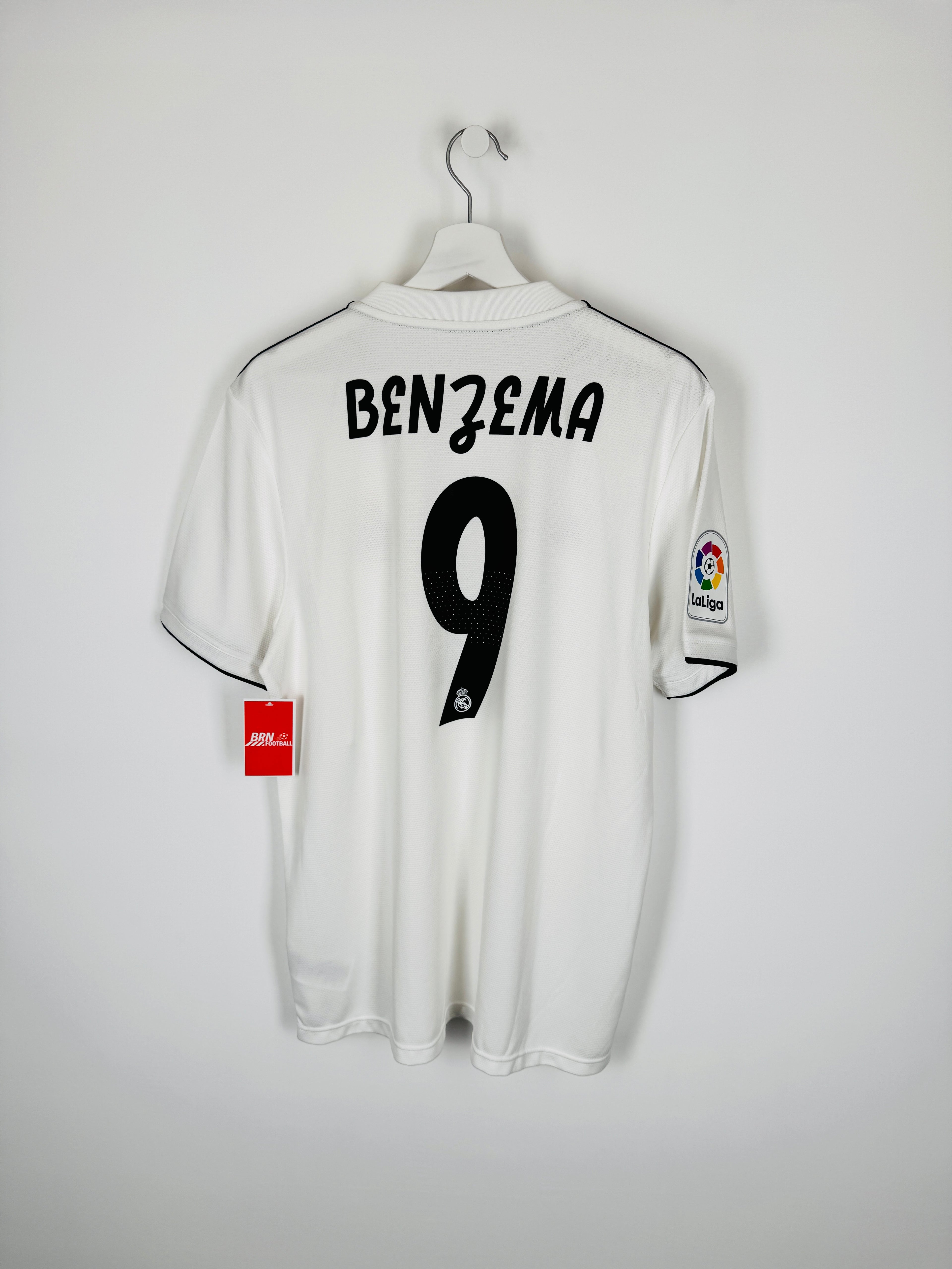 REAL MADRID 2018/2019 HOME FOOTBALL JERSEY - BENZEMA #9 (L)