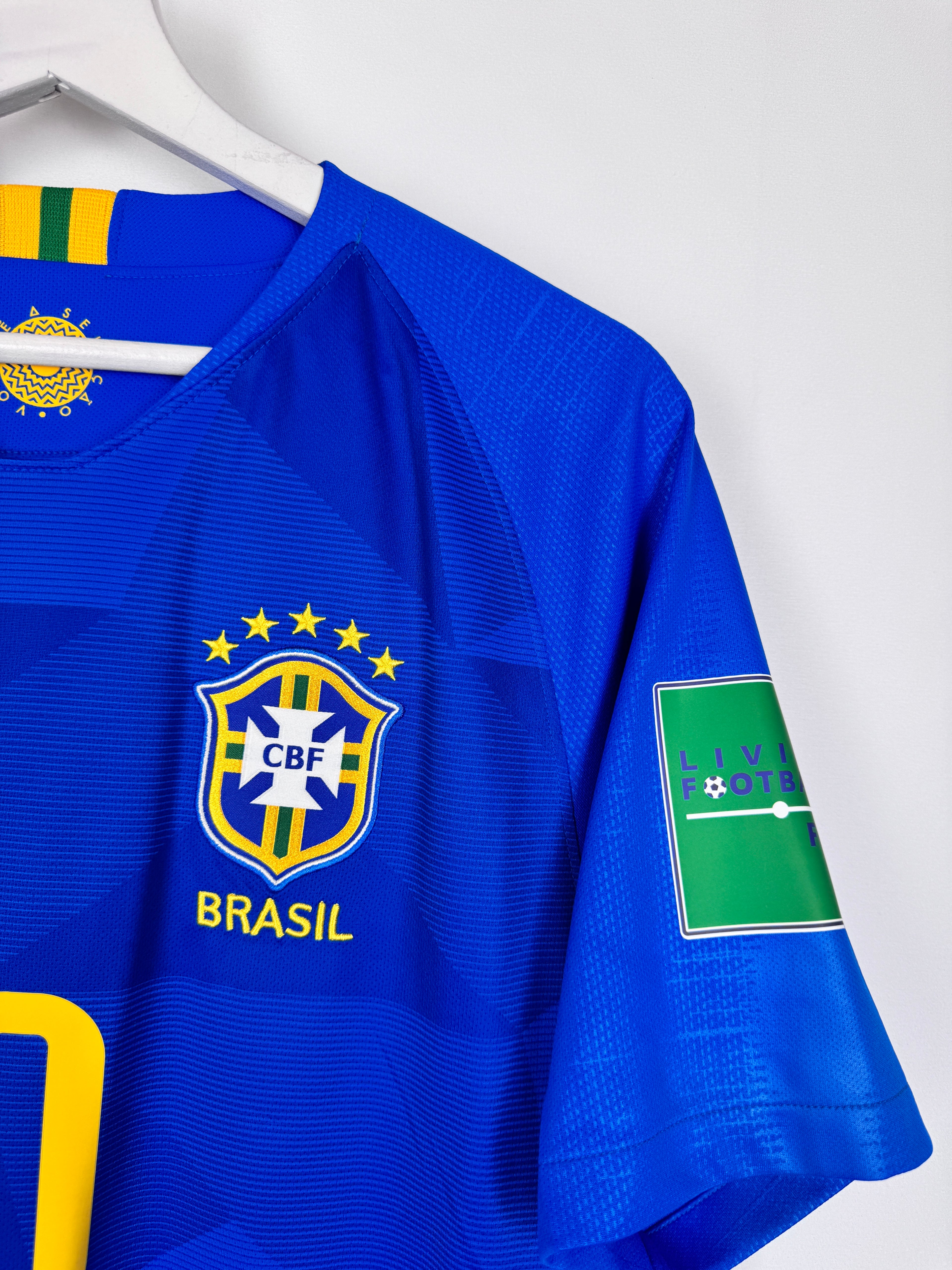 MAILLOT DE FOOTBALL BRÉSIL 2018 EXTÉRIEUR - NEYMAR JR #10 (M)