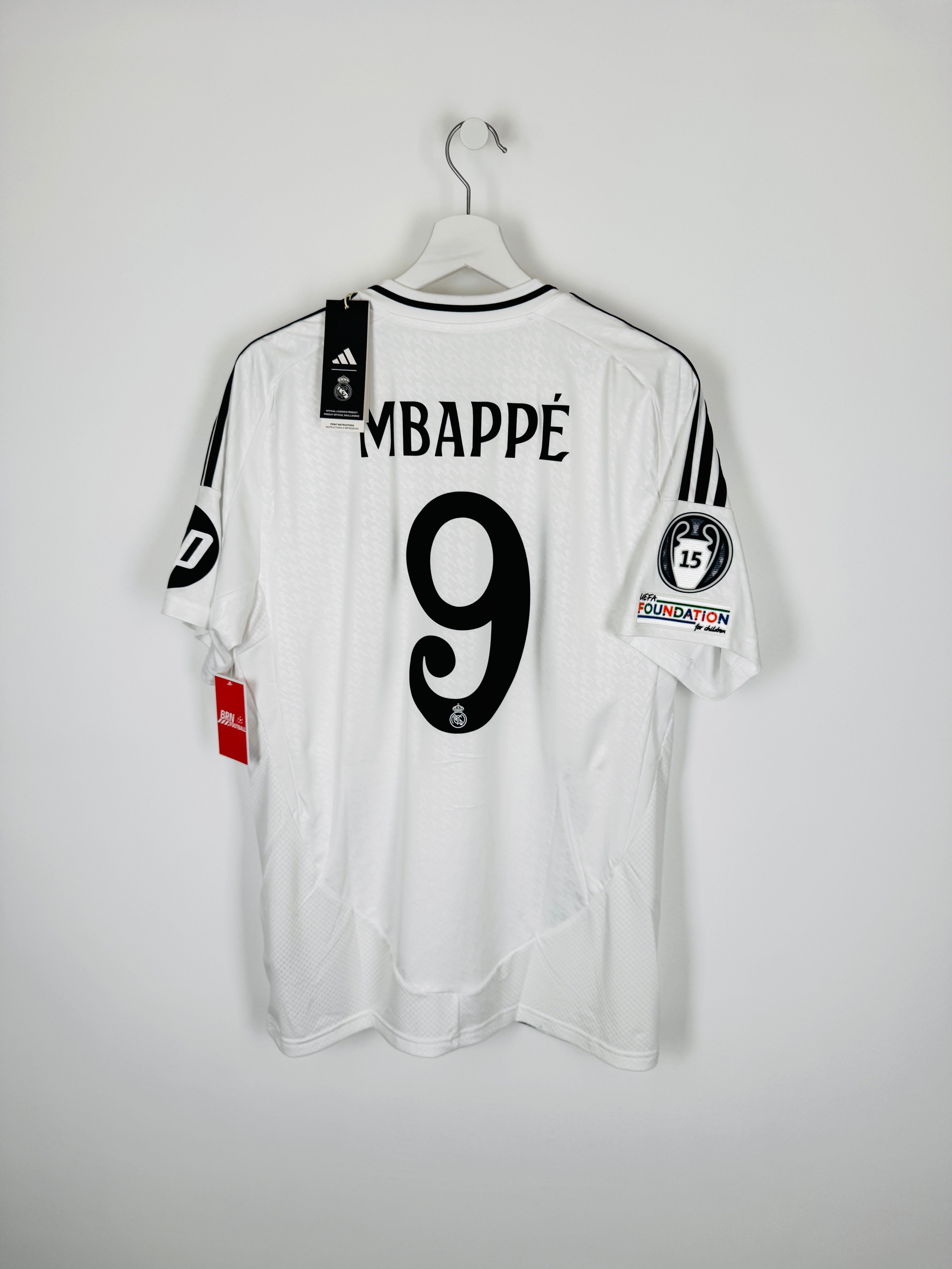 REAL MADRID 2024/2025 HOME FOOTBALL JERSEY NEW - MBAPPÉ #9 (L)