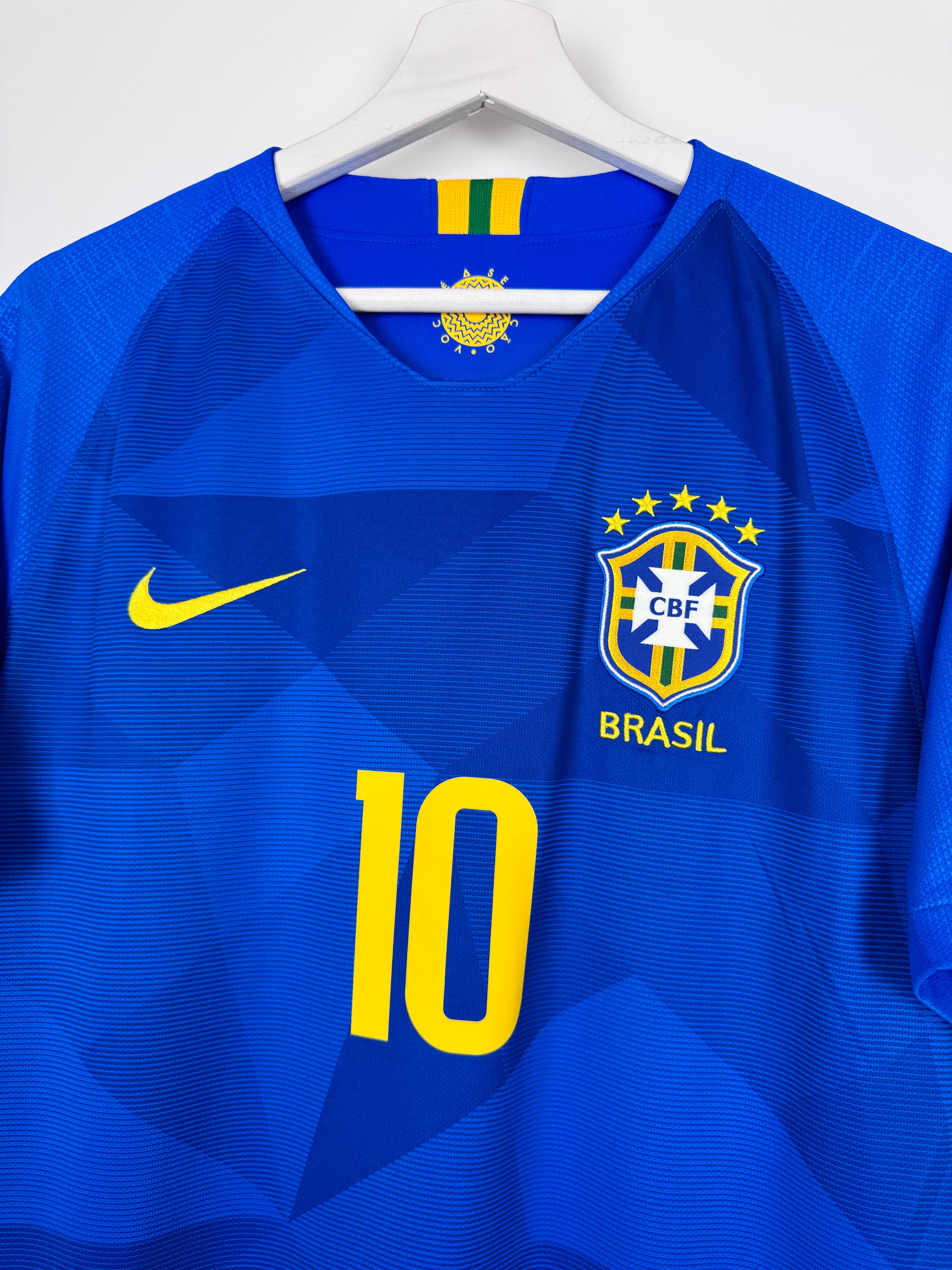 MAILLOT DE FOOTBALL BRÉSIL 2018 EXTÉRIEUR - NEYMAR JR #10 (M)