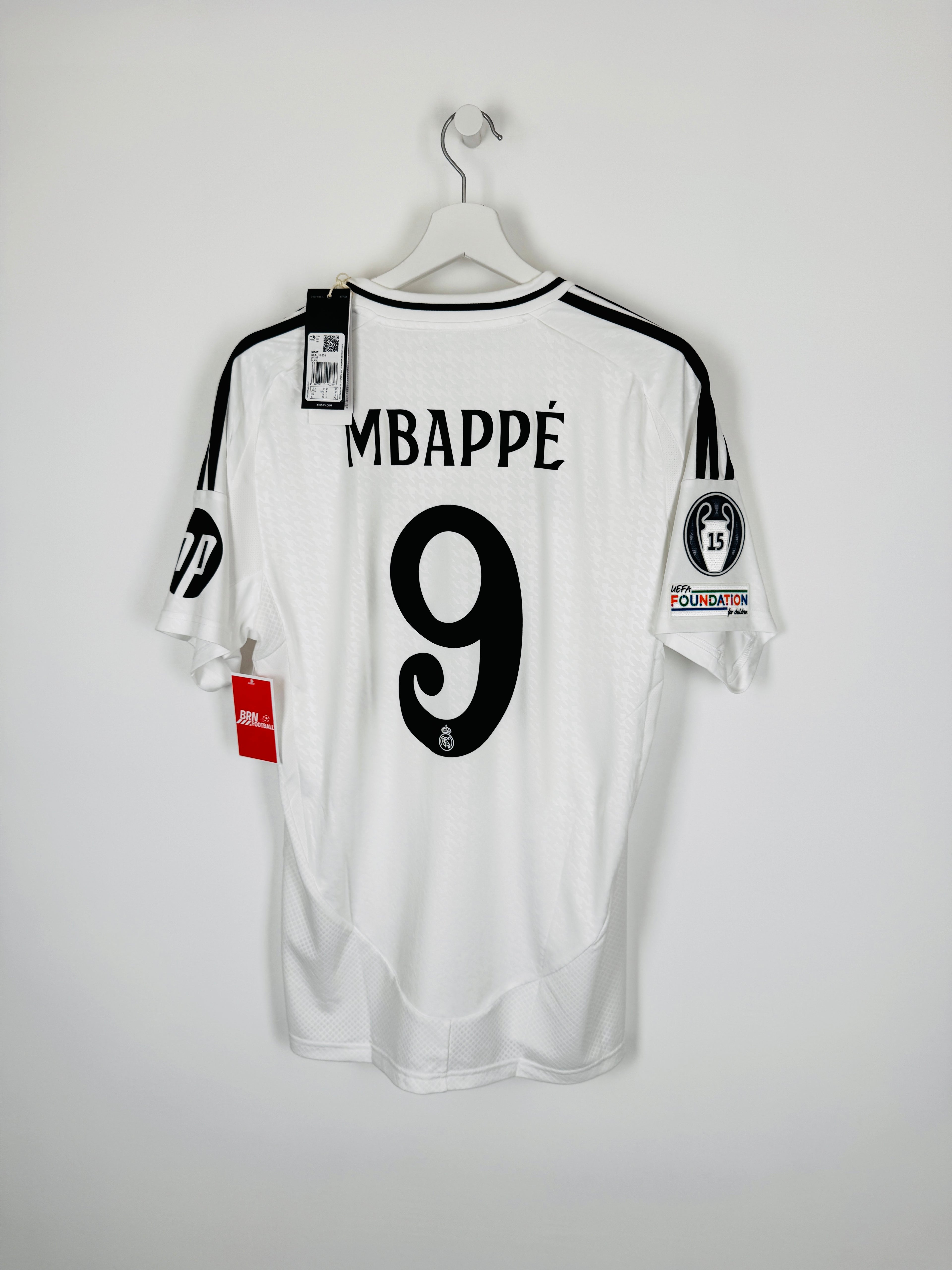 REAL MADRID 2024/2025 HOME FOOTBALL JERSEY NEW - MBAPPE #9 (M)