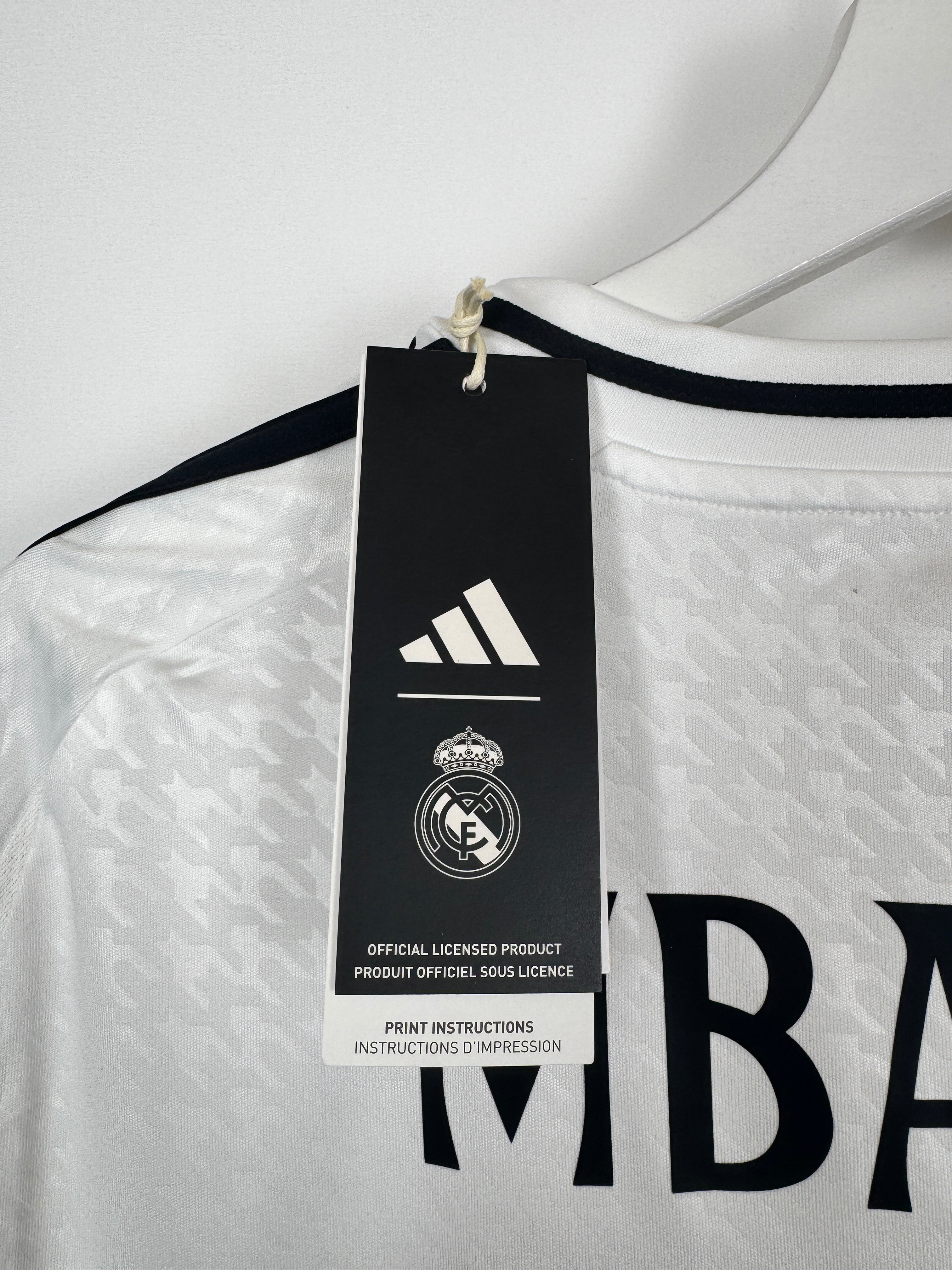 REAL MADRID 2024/2025 HOME FOOTBALL JERSEY NEW - MBAPPE #9 (M)