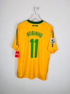 MAILLOT DE FOOTBALL BRÉSIL 2010 DOMICILE - ROBINHO #11 (L)