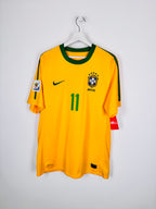 MAILLOT DE FOOTBALL BRÉSIL 2010 DOMICILE - ROBINHO #11 (L)